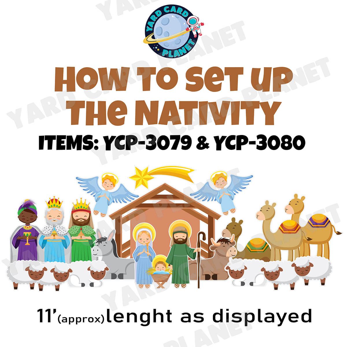 Large Complete Christmas Nativity Scene Yard Card Flair Set - Part 1