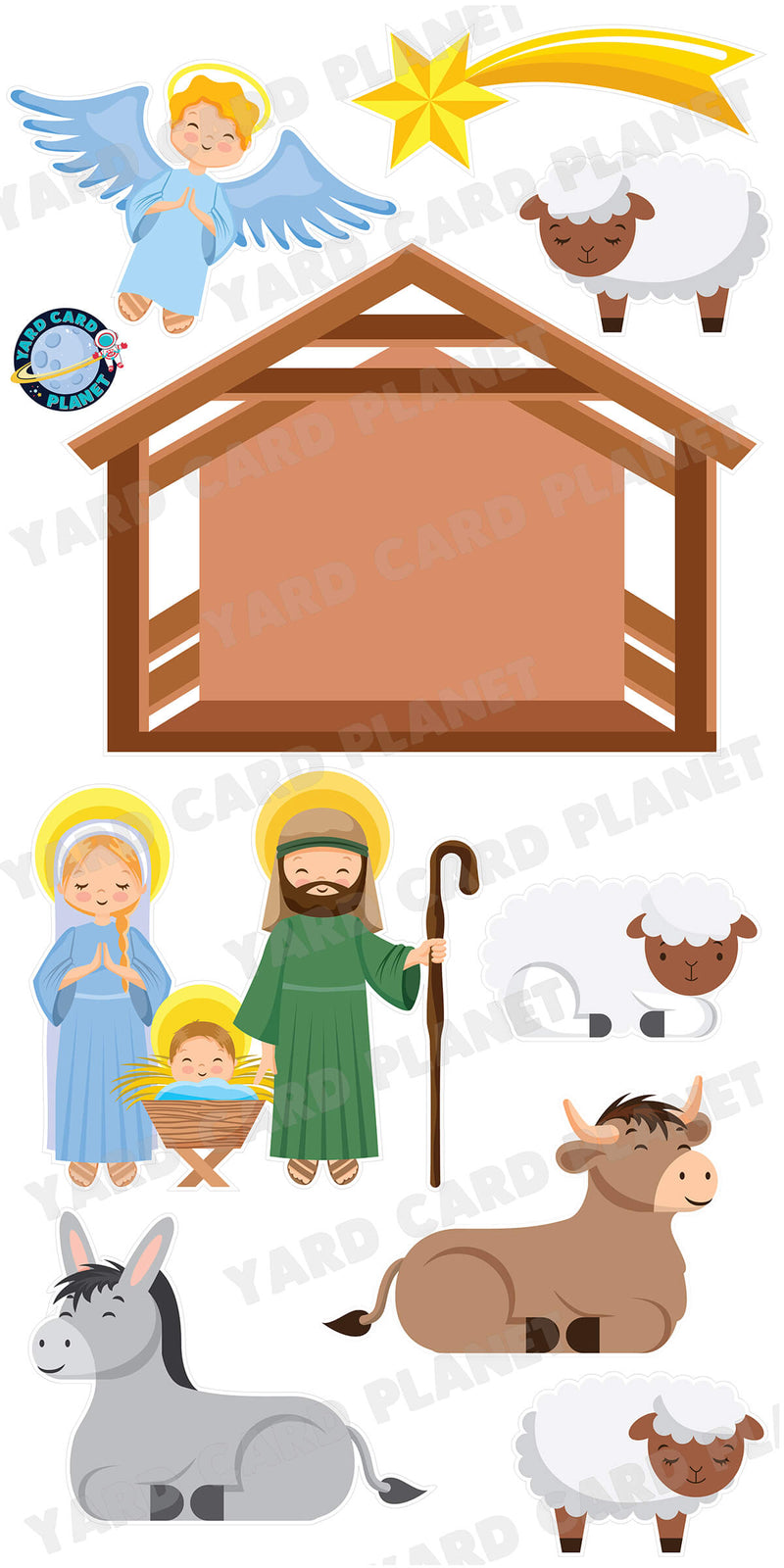 Large Complete Christmas Nativity Scene Yard Card Flair Set - Part 1