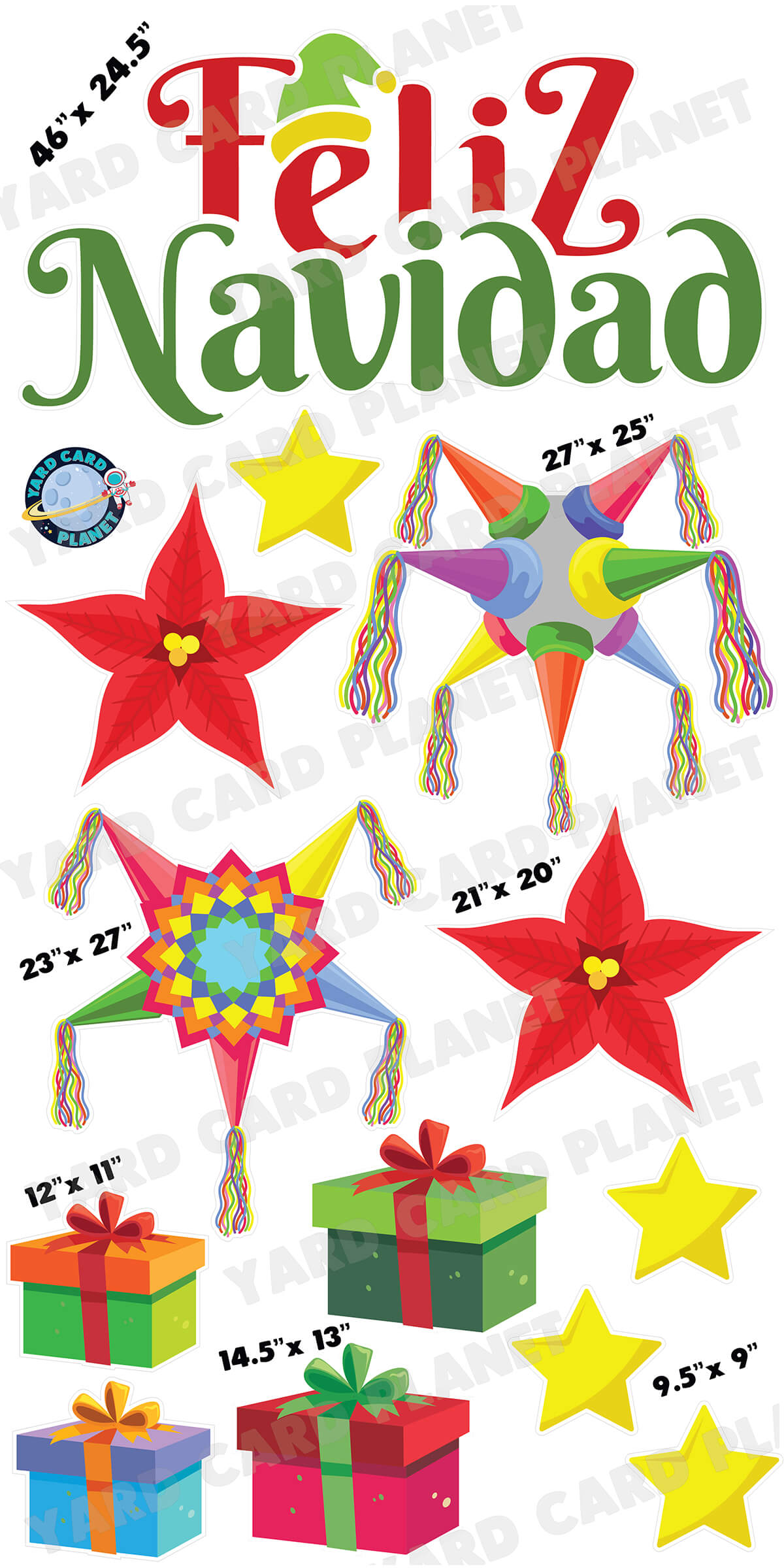 Feliz Navidad EZ Quick Sign and Festive Yard Card Flair Set