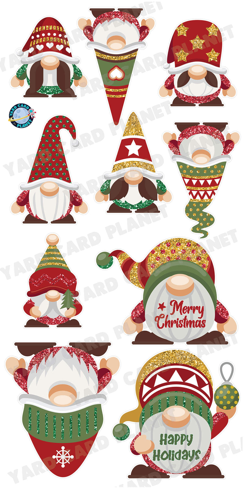 Christmas Gnomes Yard Card Flair Set