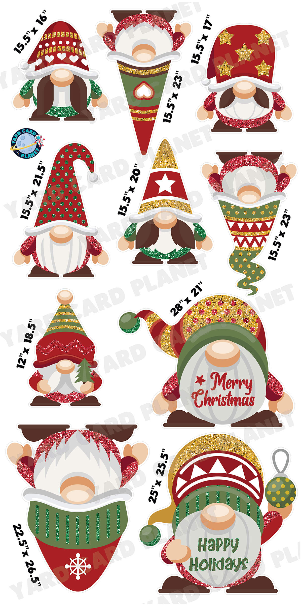 Christmas Gnomes Yard Card Flair Set