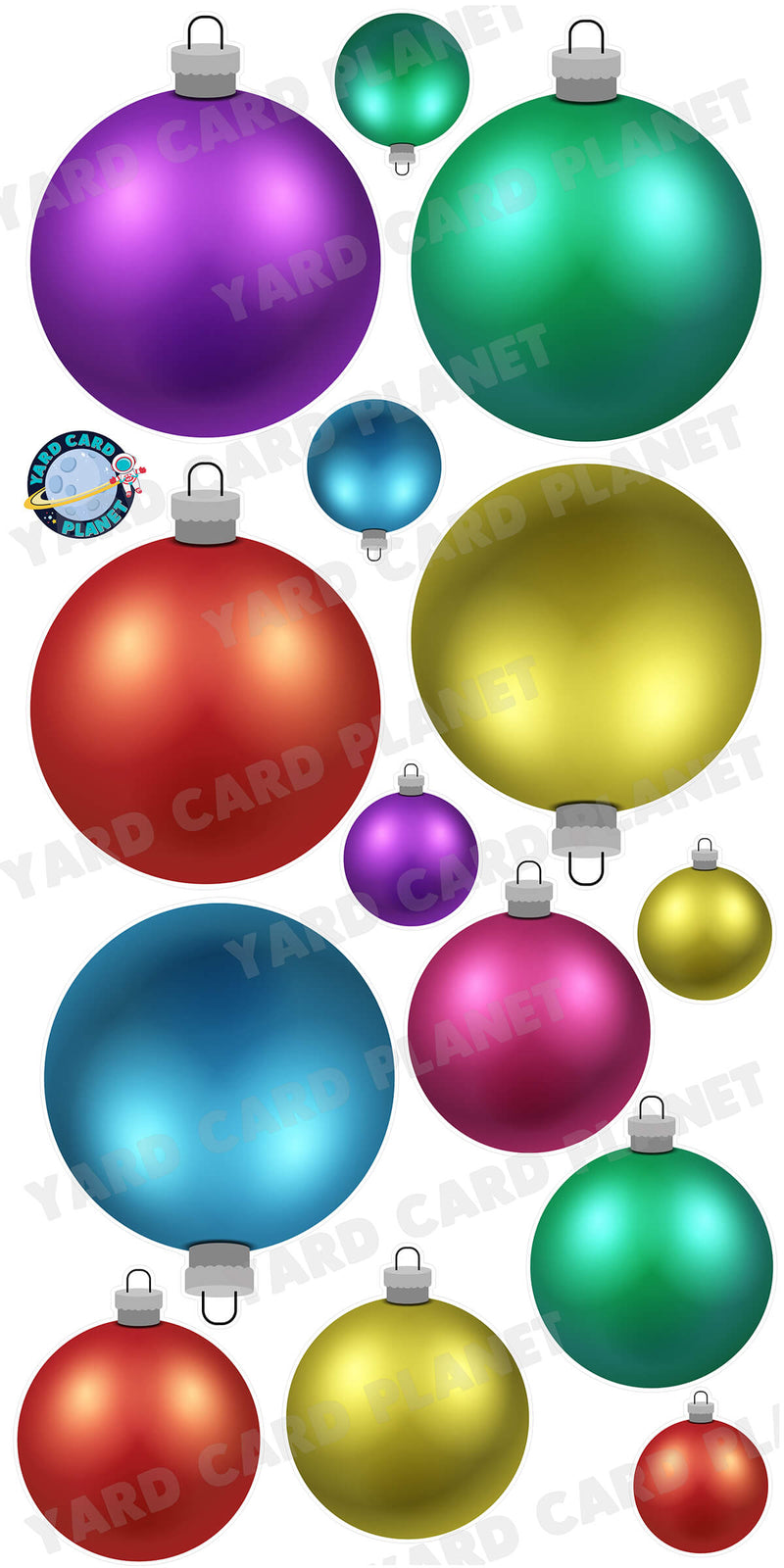 Colorful Round Christmas Ornaments Yard Card Flair Set