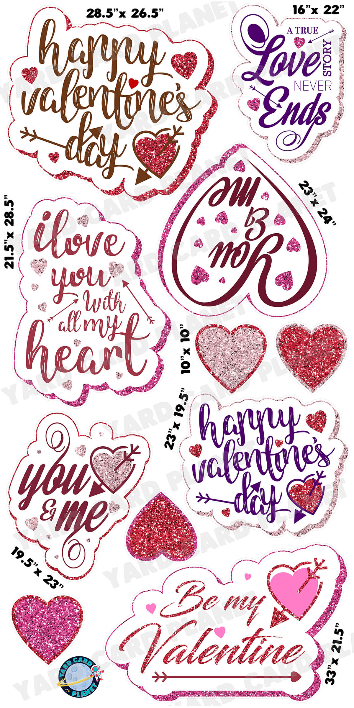 Happy Valentines Day ez Set | Rose | 2024 Fillers Yard Cards - UV High resolution Coroplast printing. HALF SHEET