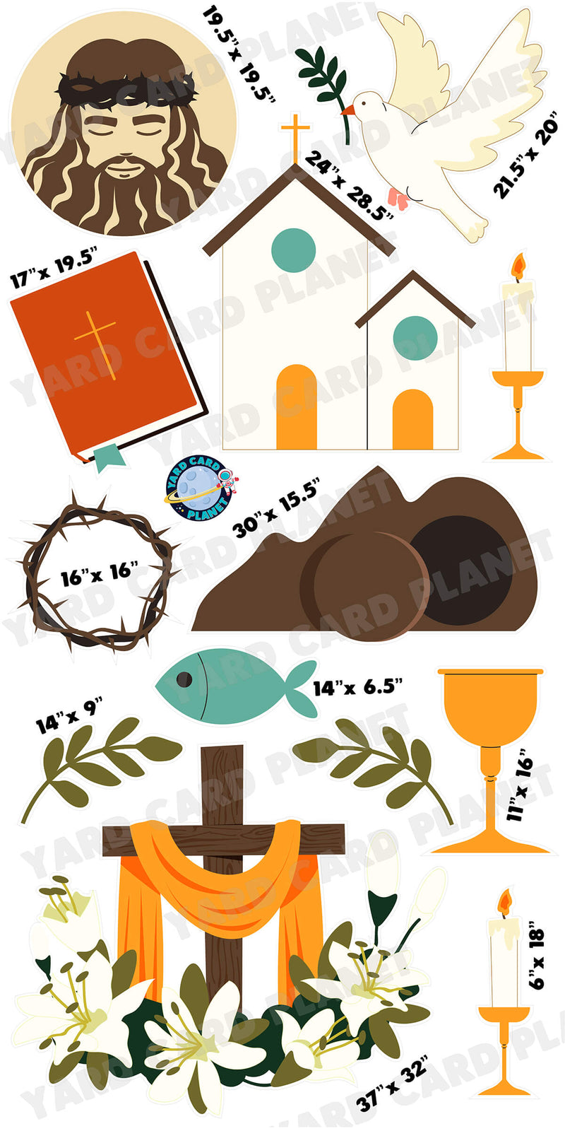 Religious Easter Yard Card Flair Set