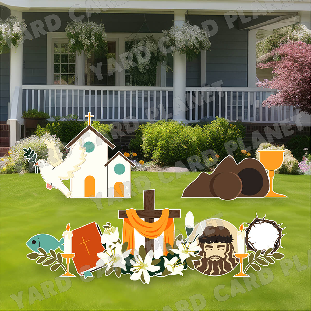 Religious Easter Yard Card Flair Set