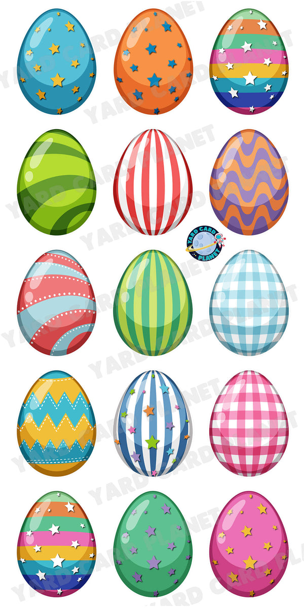 Colorful Easter Eggs Yard Card Flair Set