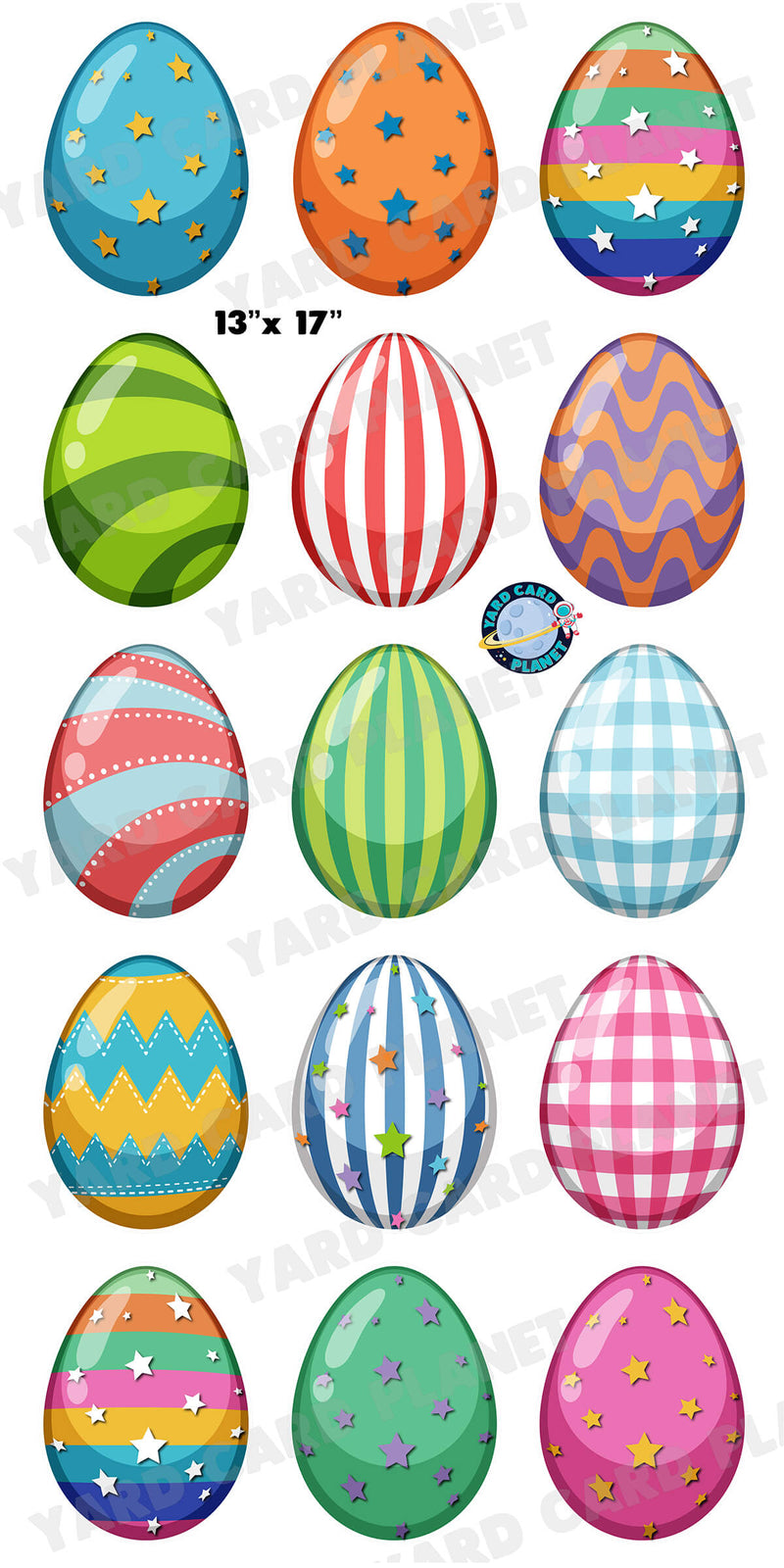 Colorful Easter Eggs Yard Card Flair Set