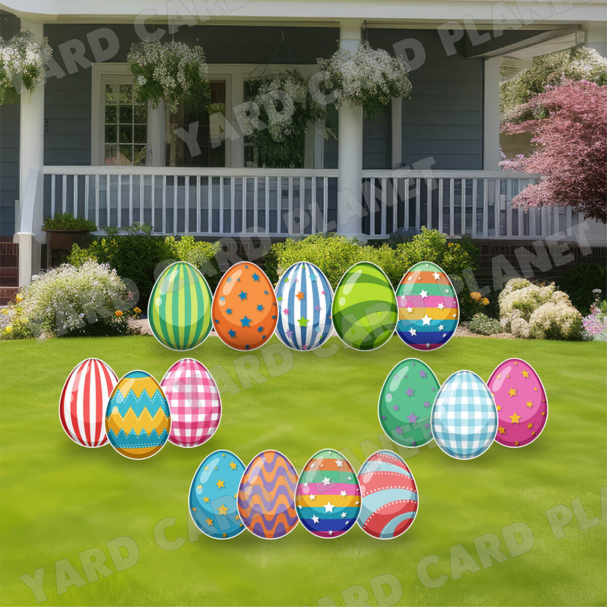 Colorful Easter Eggs Yard Card Flair Set