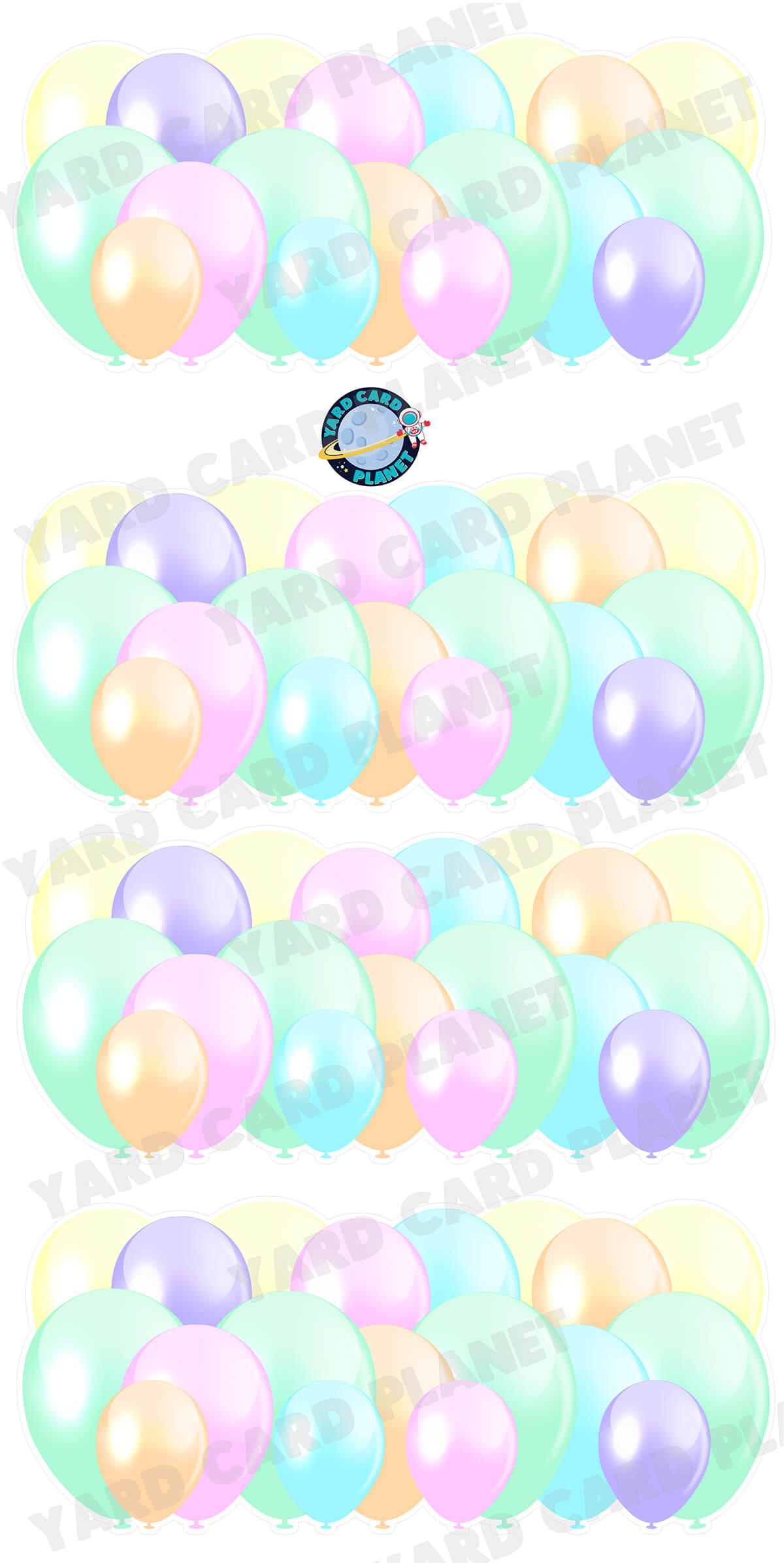 Multi Pastel Colored Balloon Panels Yard Card Set