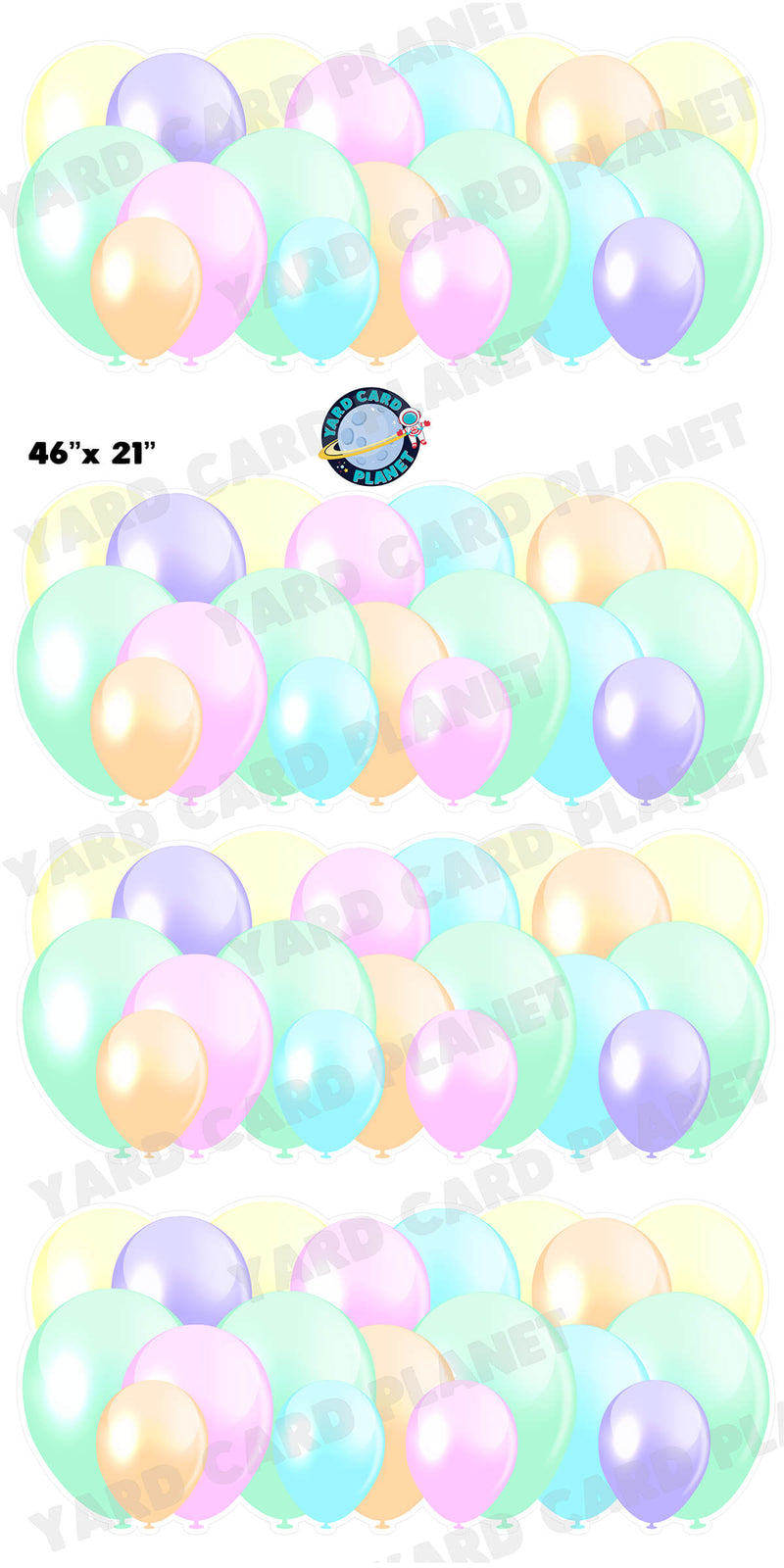 Multi Pastel Colored Balloon Panels Yard Card Set