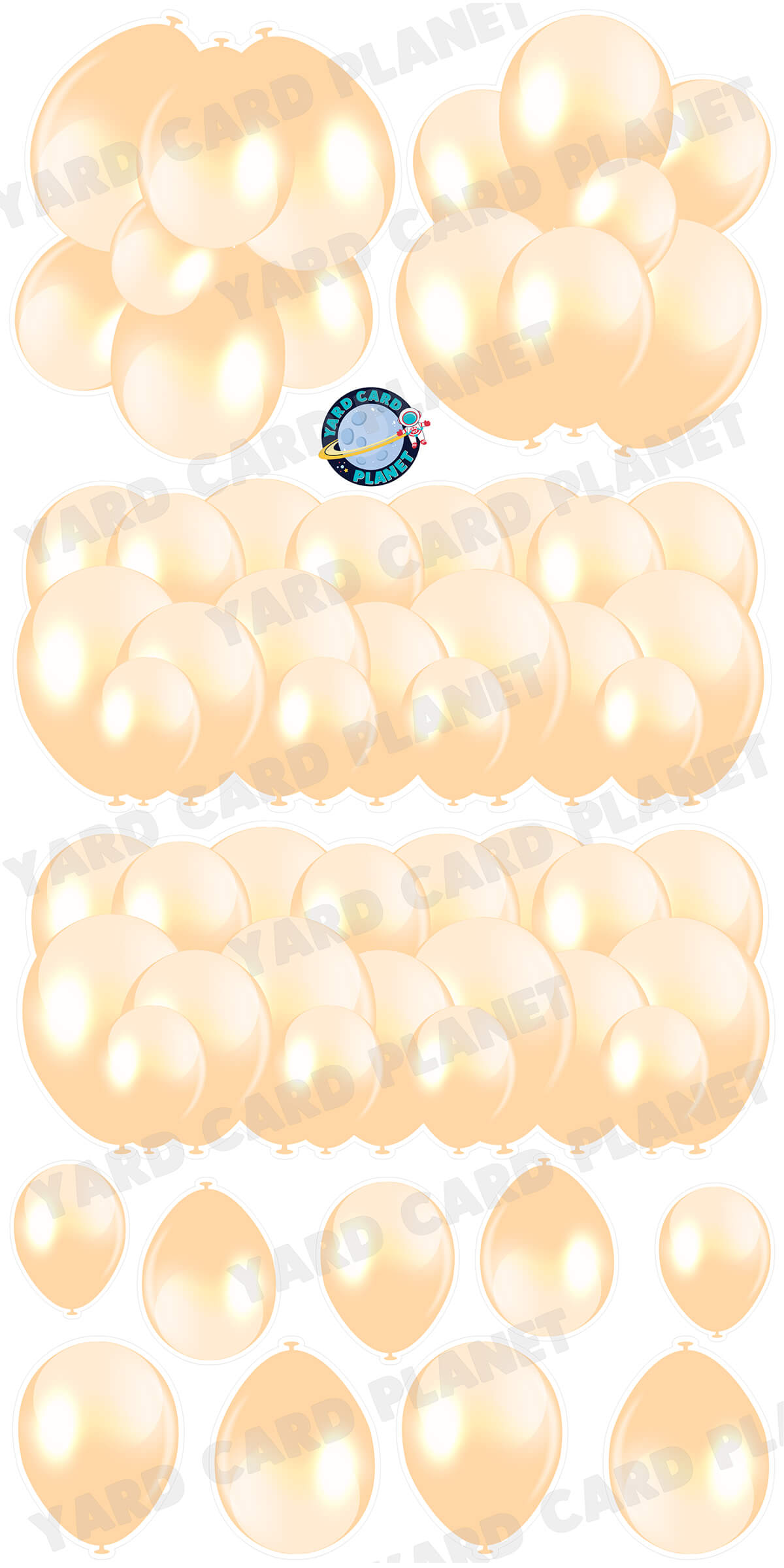 Pastel Orange Balloon Panels, Bouquets and Singles Yard Card Set