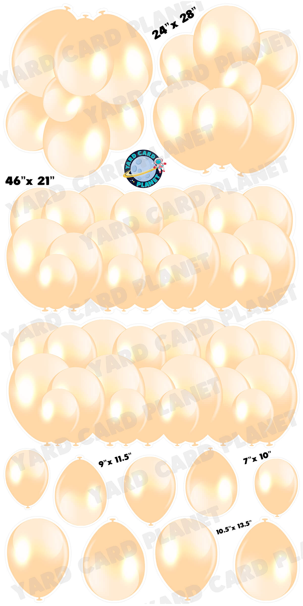 Pastel Orange Balloon Panels, Bouquets and Singles Yard Card Set