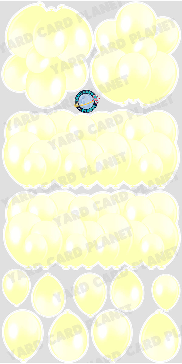 Pastel Yellow Balloon Panels, Bouquets and Singles Yard Card Set