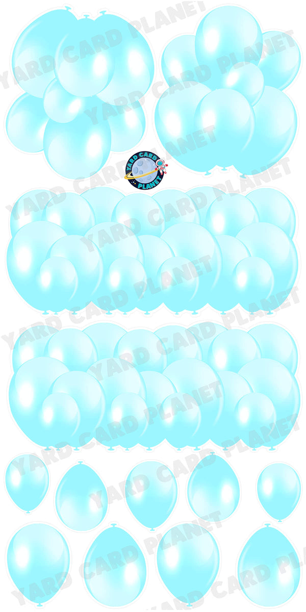 Pastel Blue Balloon Panels, Bouquets and Singles Yard Card Set