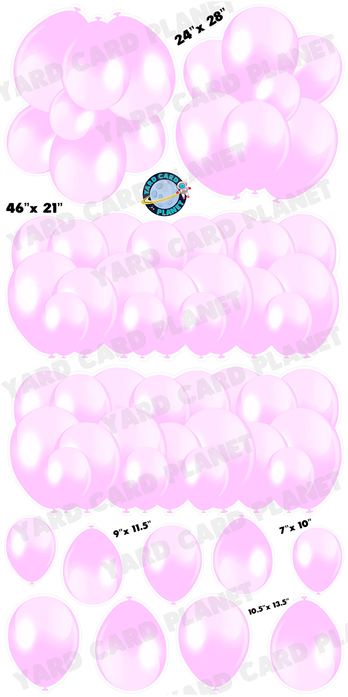 Pastel Pink Balloon Panels, Bouquets and Singles Yard Card Set