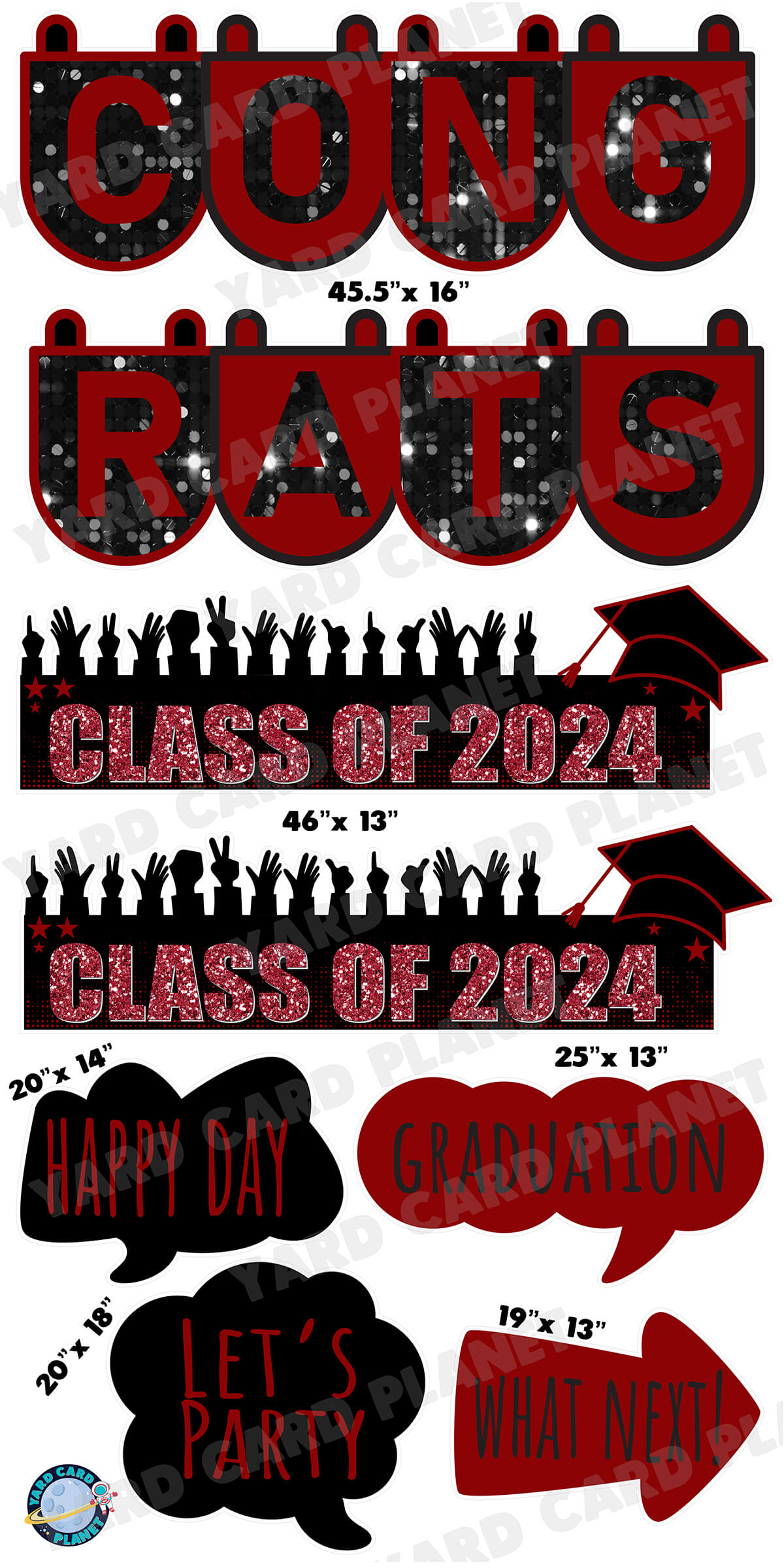 Congrats Graduation in Maroon EZ Setup Panels and Signs Yard Card Set