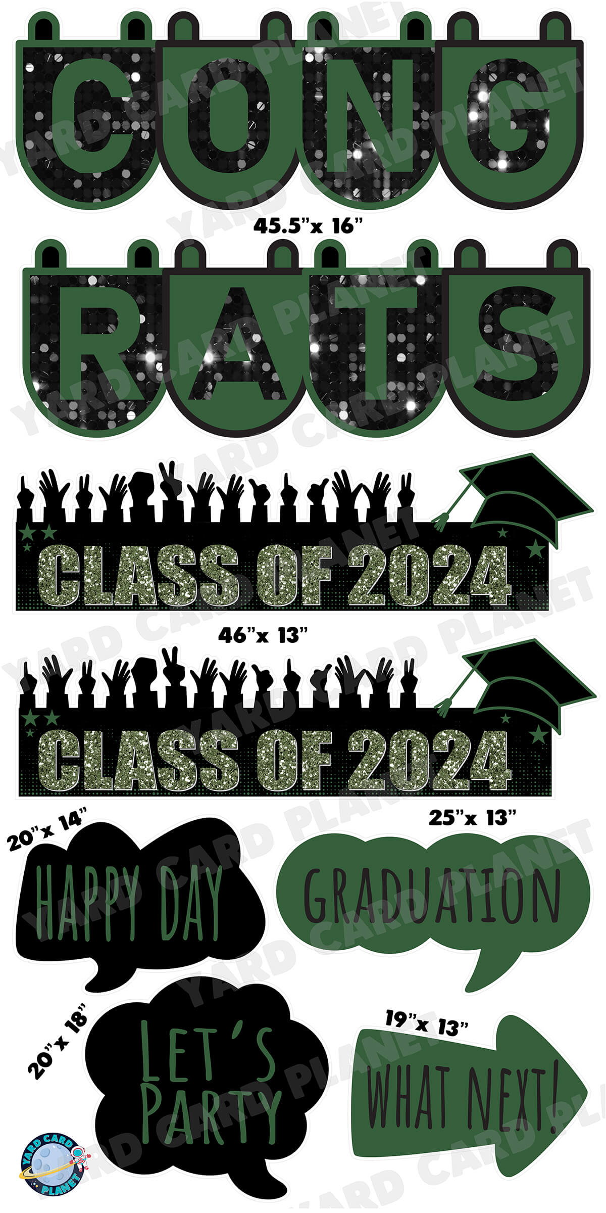 Congrats Graduation in Hunter Green EZ Setup Panels and Signs Yard Card Set