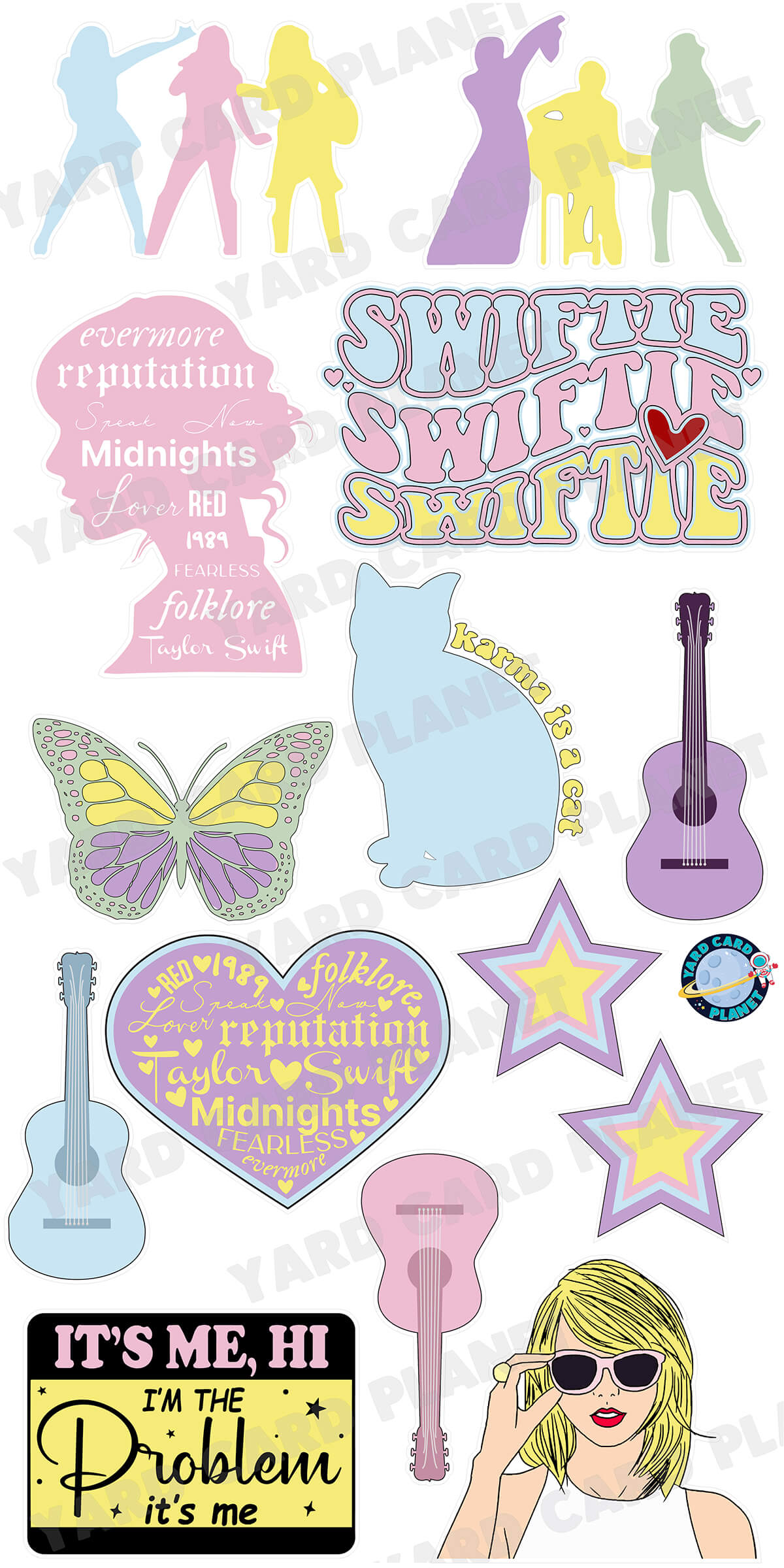 Pastel Swiftie Taylor Swift Inspired Yard Card Flair Set