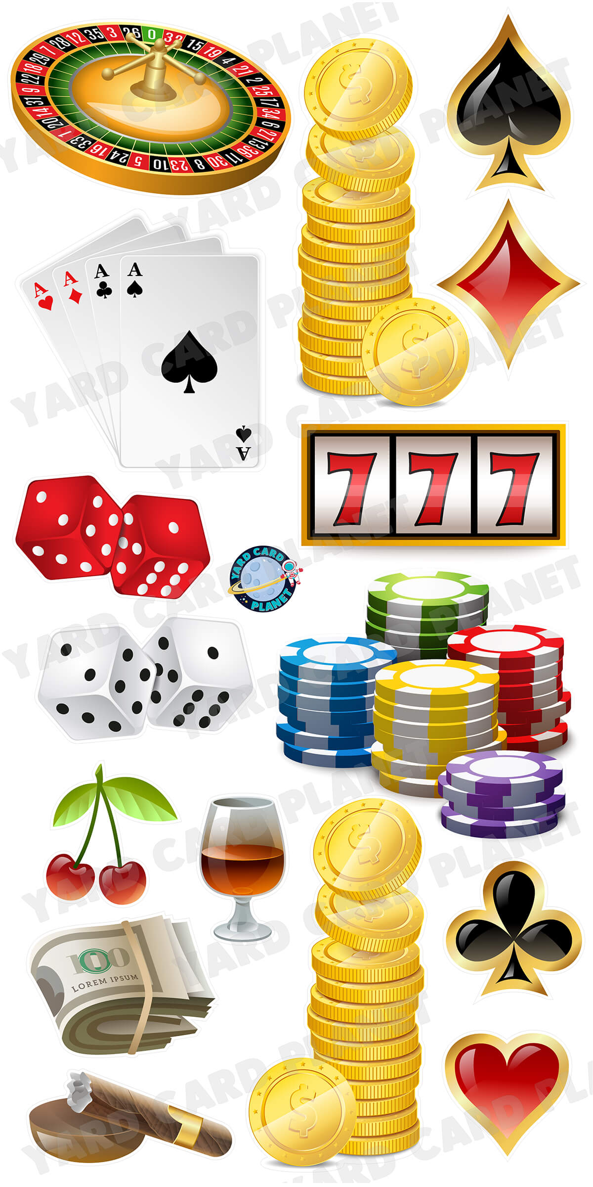 Casino Night Yard Card Flair Set