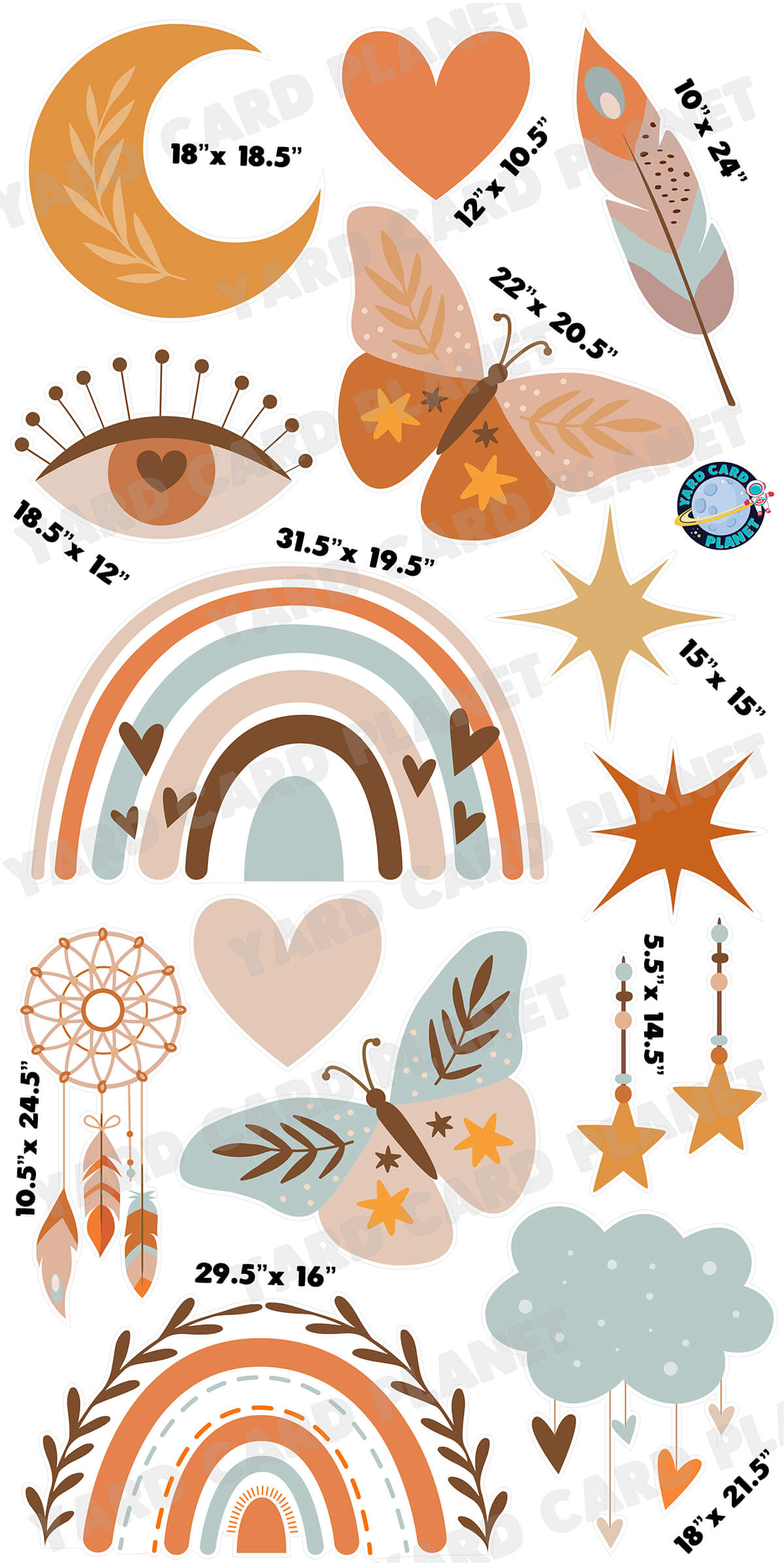 Boho Style Yard Card Flair Set