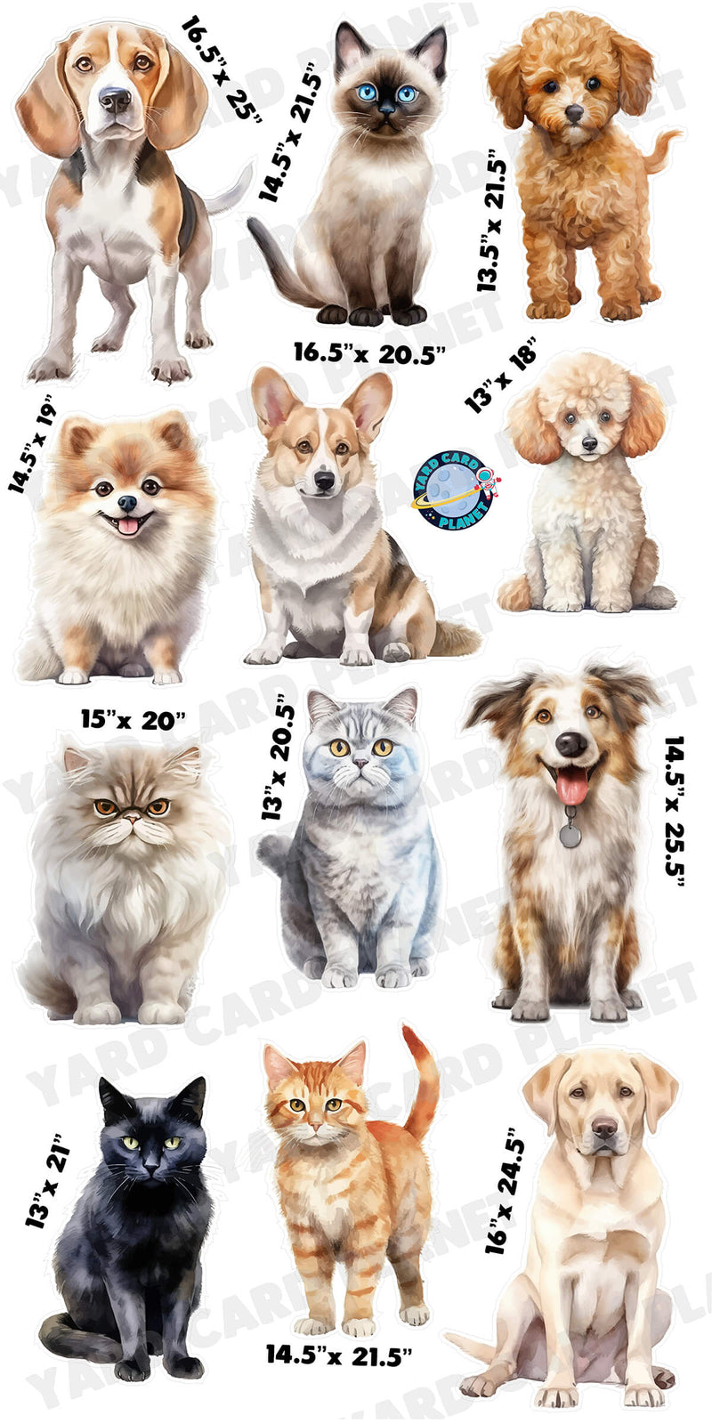 Realistic Cats and Dogs Yard Card Flair Set