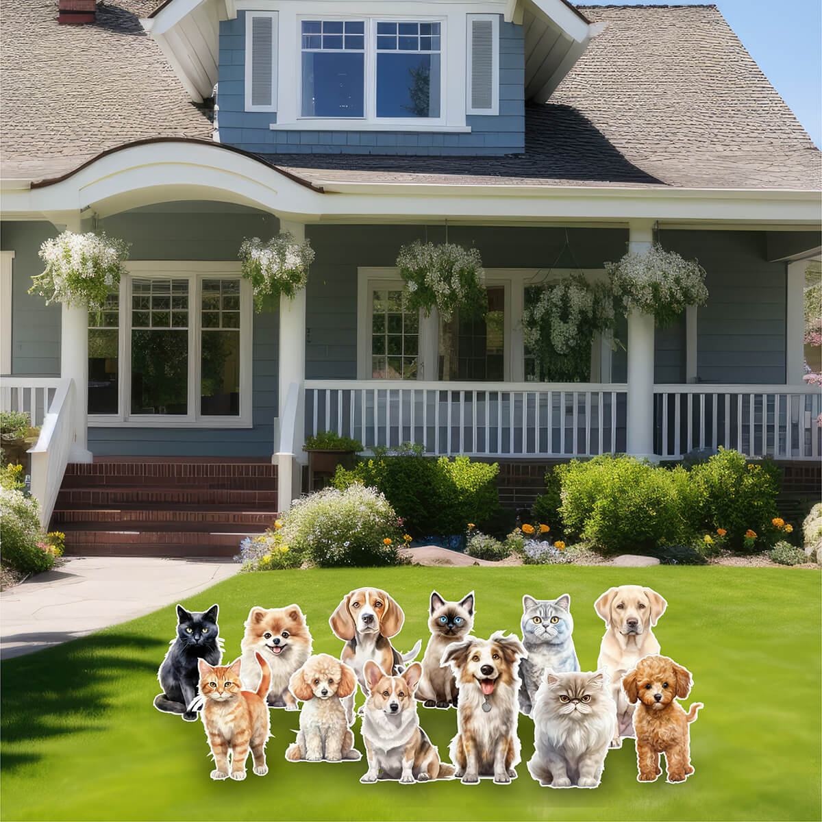 Realistic Cats and Dogs Yard Card Flair Set