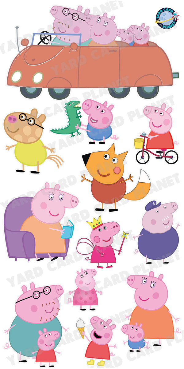 Peppa Pig Inspired Yard Card Flair Set
