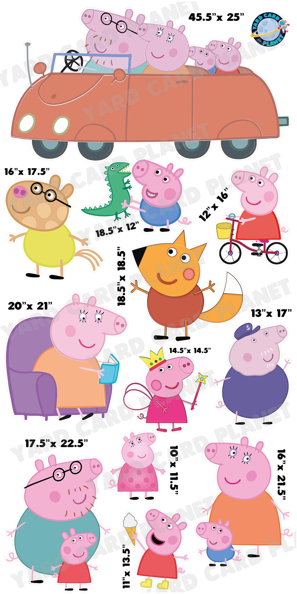 Peppa Pig Inspired Yard Card Flair Set