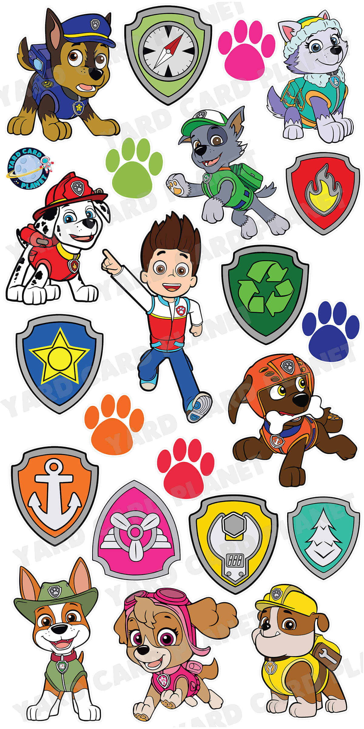 Paw Patrol Inspired Yard Card Flair Set