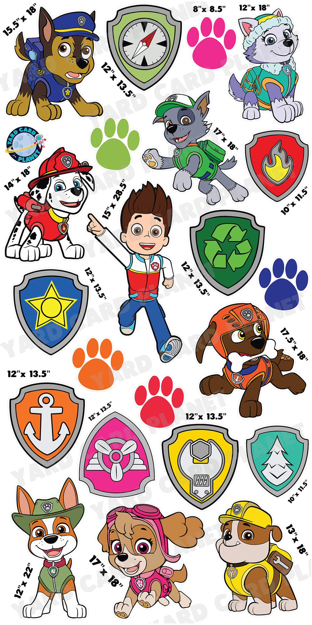 Paw Patrol Inspired Yard Card Flair Set