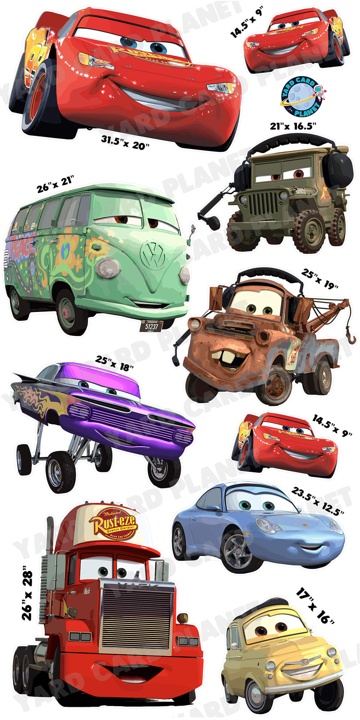 Cars Inspired Yard Card Flair Set