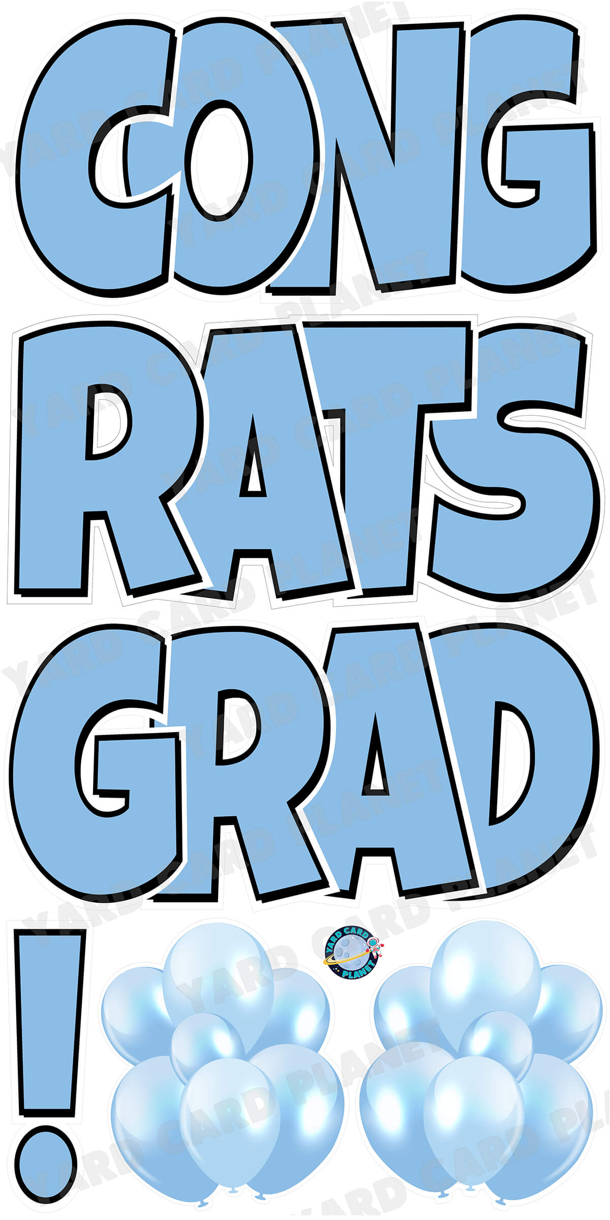 Large 23.5" Congrats Grad! Yard Card EZ Quick Sets in Luckiest Guy Font in Solid Colors - (Available in Multiple Colors)