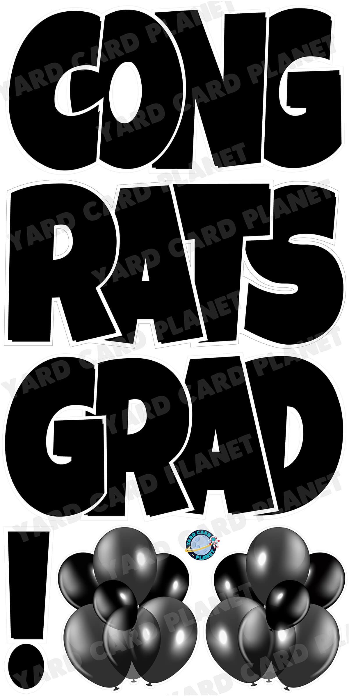 Large 23.5" Congrats Grad! Yard Card EZ Quick Sets in Luckiest Guy Font in Solid Colors - (Available in Multiple Colors)