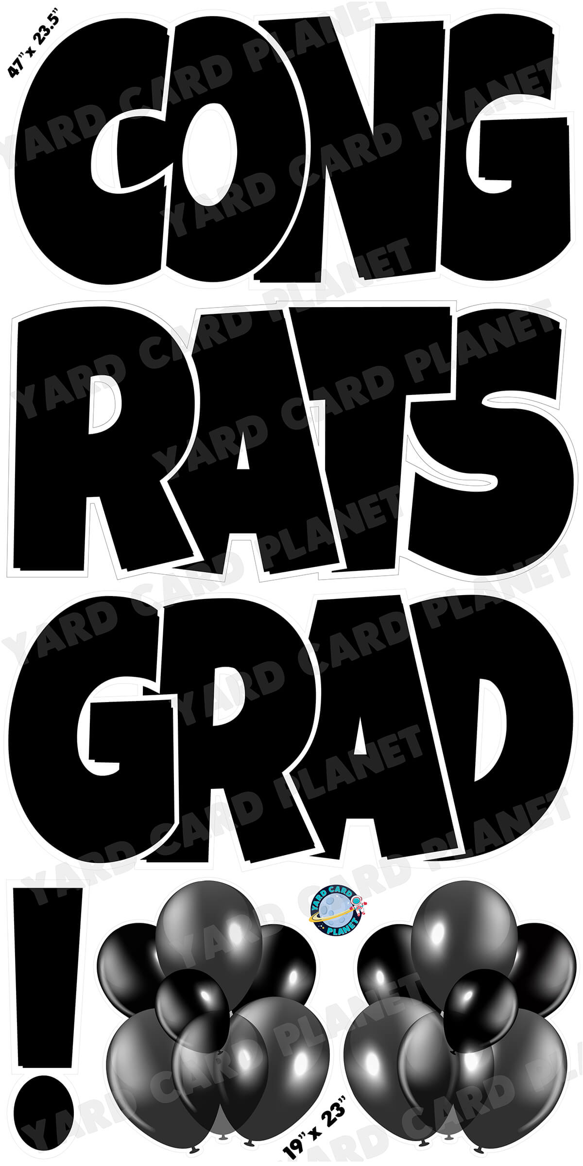 Large 23.5" Congrats Grad! Yard Card EZ Quick Sets in Luckiest Guy Font in Solid Colors - (Available in Multiple Colors)