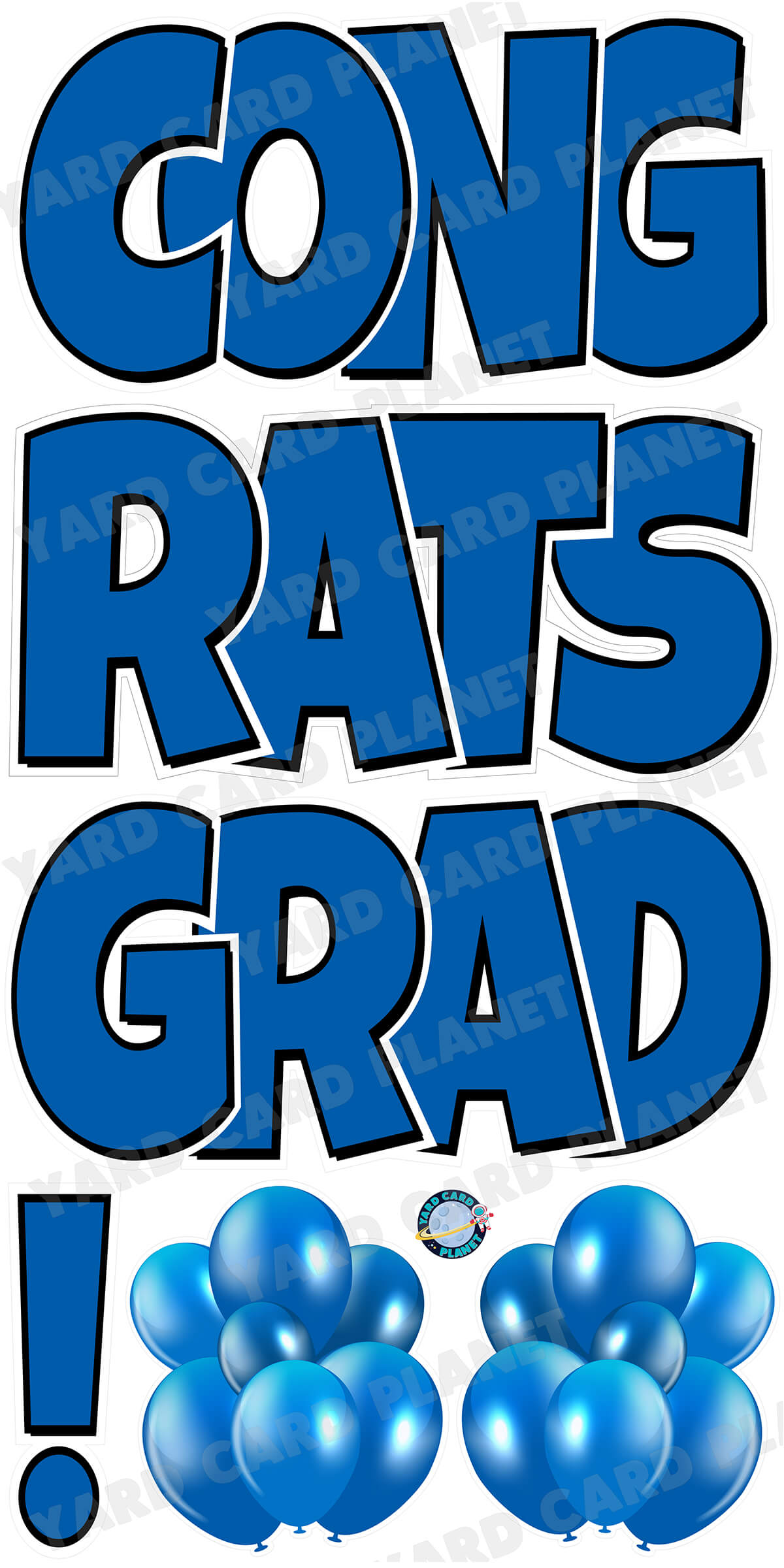 Large 23.5" Congrats Grad! Yard Card EZ Quick Sets in Luckiest Guy Font in Solid Colors - (Available in Multiple Colors)