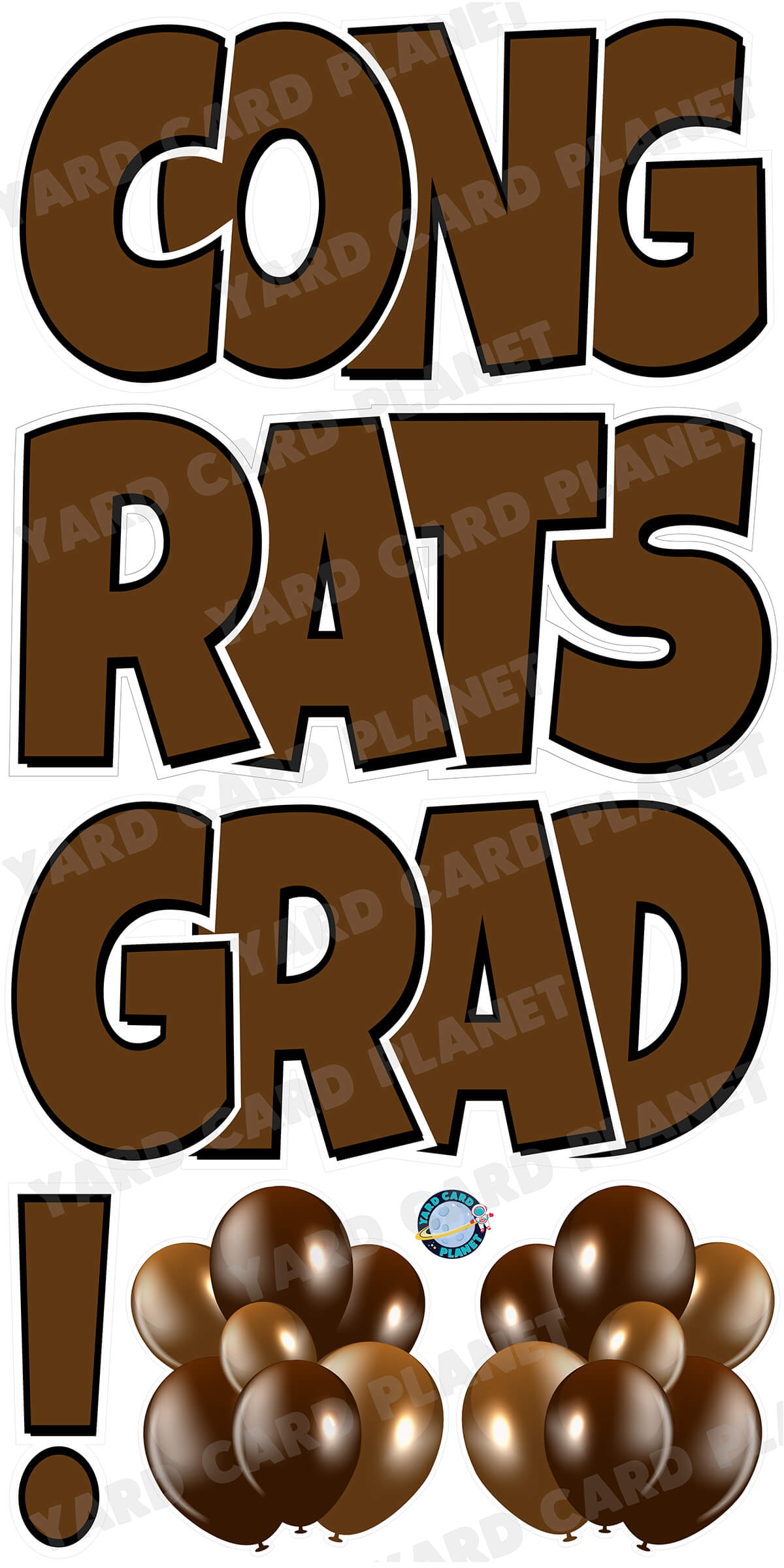 Large 23.5" Congrats Grad! Yard Card EZ Quick Sets in Luckiest Guy Font in Solid Colors - (Available in Multiple Colors)