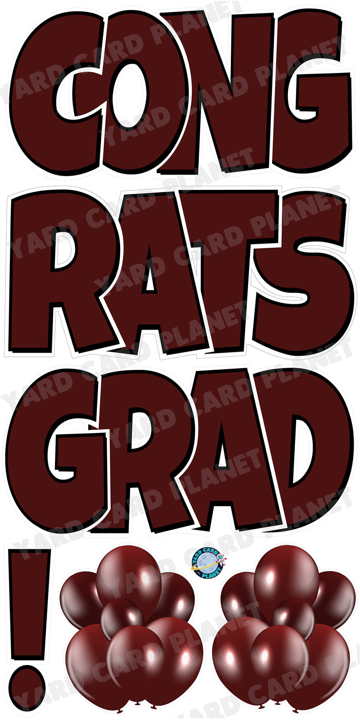Large 23.5" Congrats Grad! Yard Card EZ Quick Sets in Luckiest Guy Font in Solid Colors - (Available in Multiple Colors)