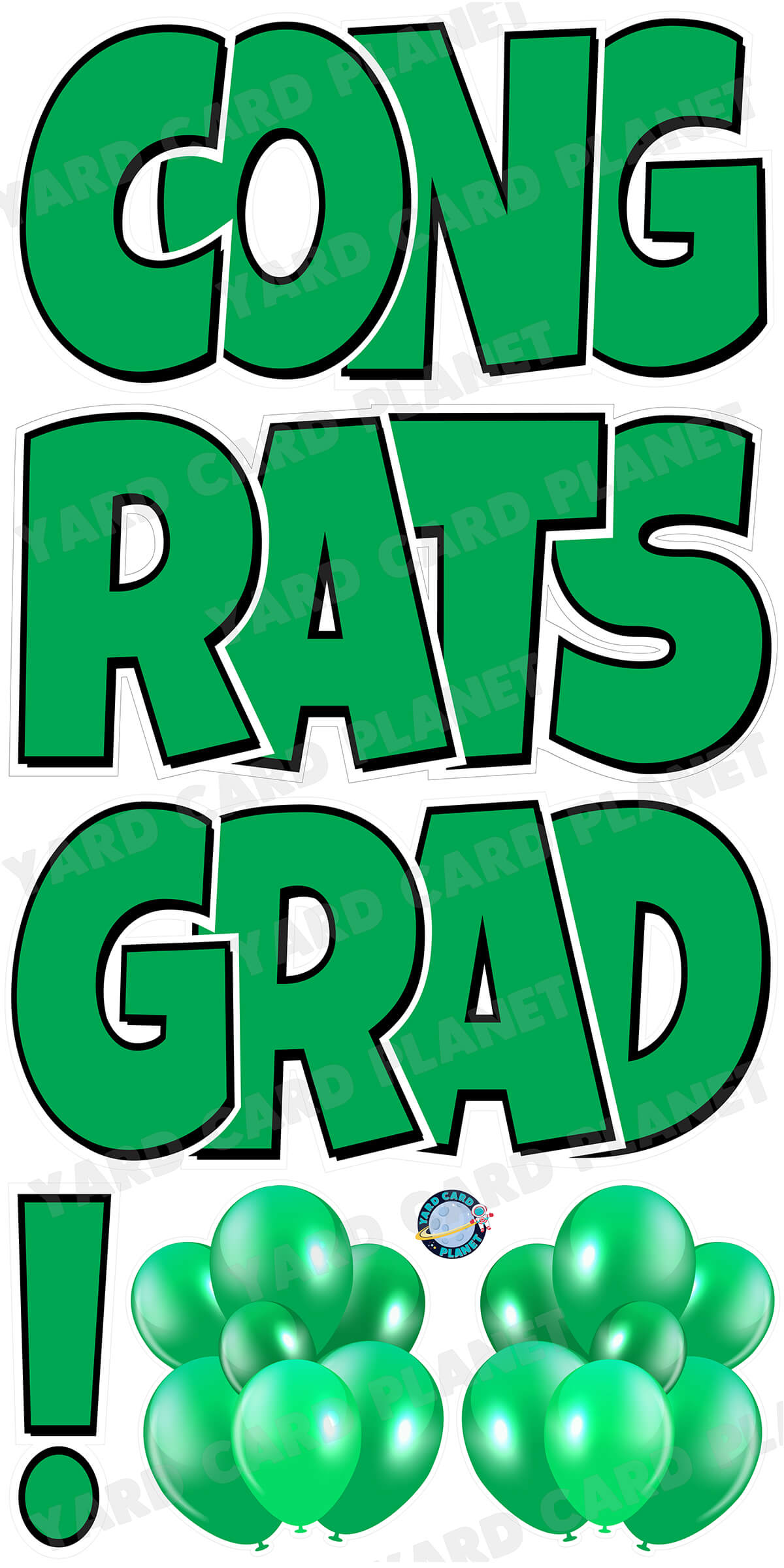 Large 23.5" Congrats Grad! Yard Card EZ Quick Sets in Luckiest Guy Font in Solid Colors - (Available in Multiple Colors)