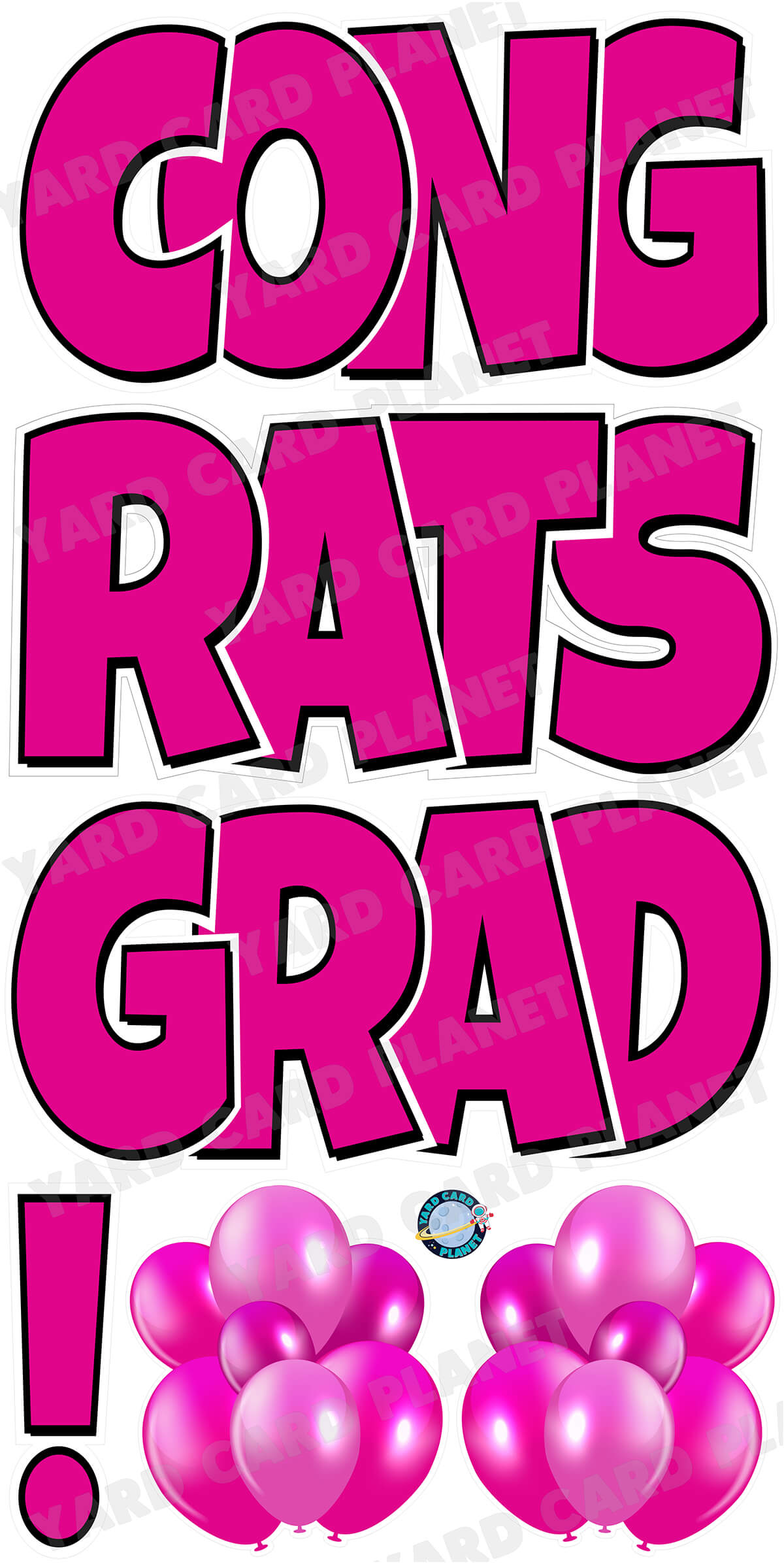 Large 23.5" Congrats Grad! Yard Card EZ Quick Sets in Luckiest Guy Font in Solid Colors - (Available in Multiple Colors)