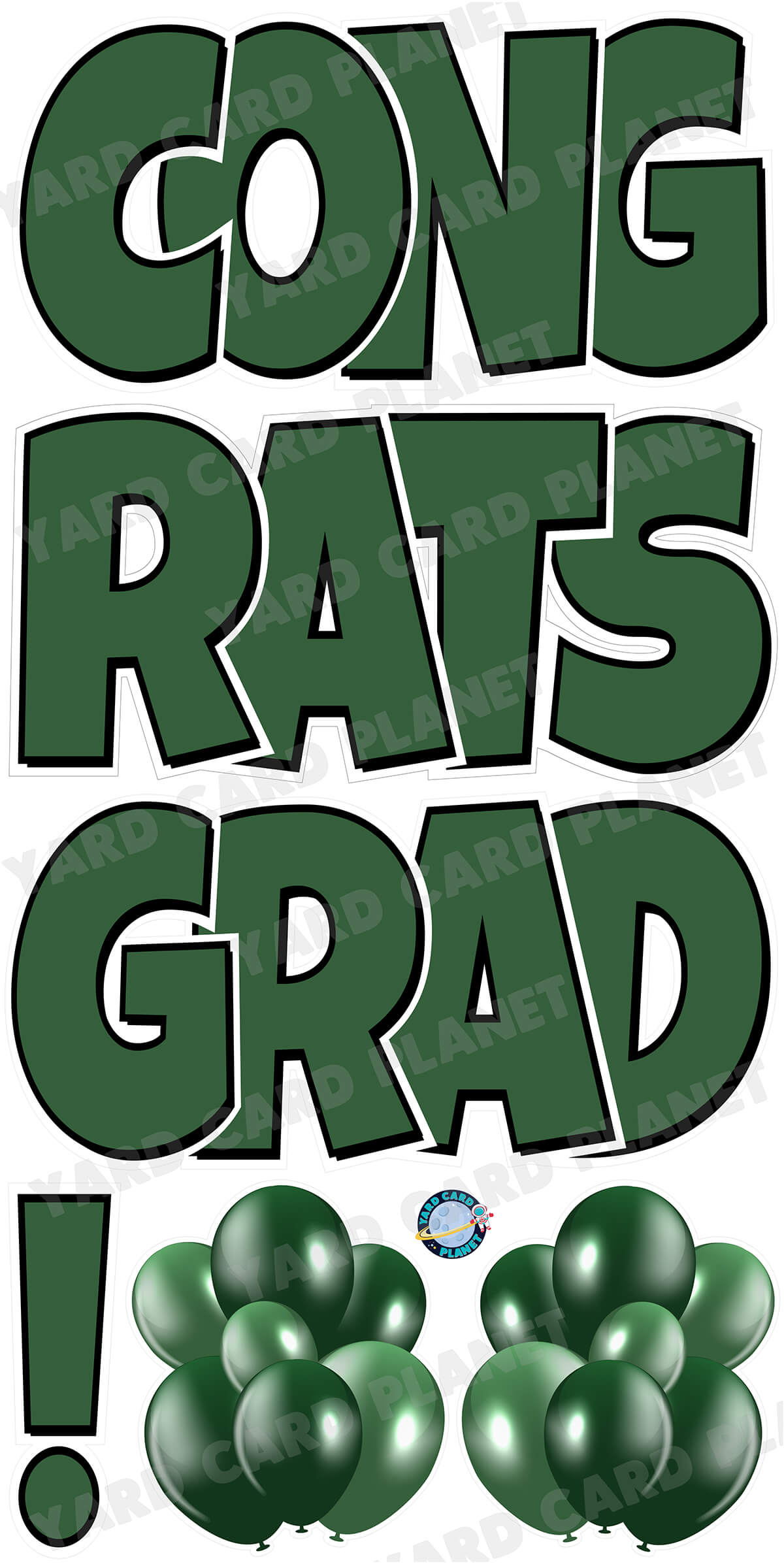 Large 23.5" Congrats Grad! Yard Card EZ Quick Sets in Luckiest Guy Font in Solid Colors - (Available in Multiple Colors)