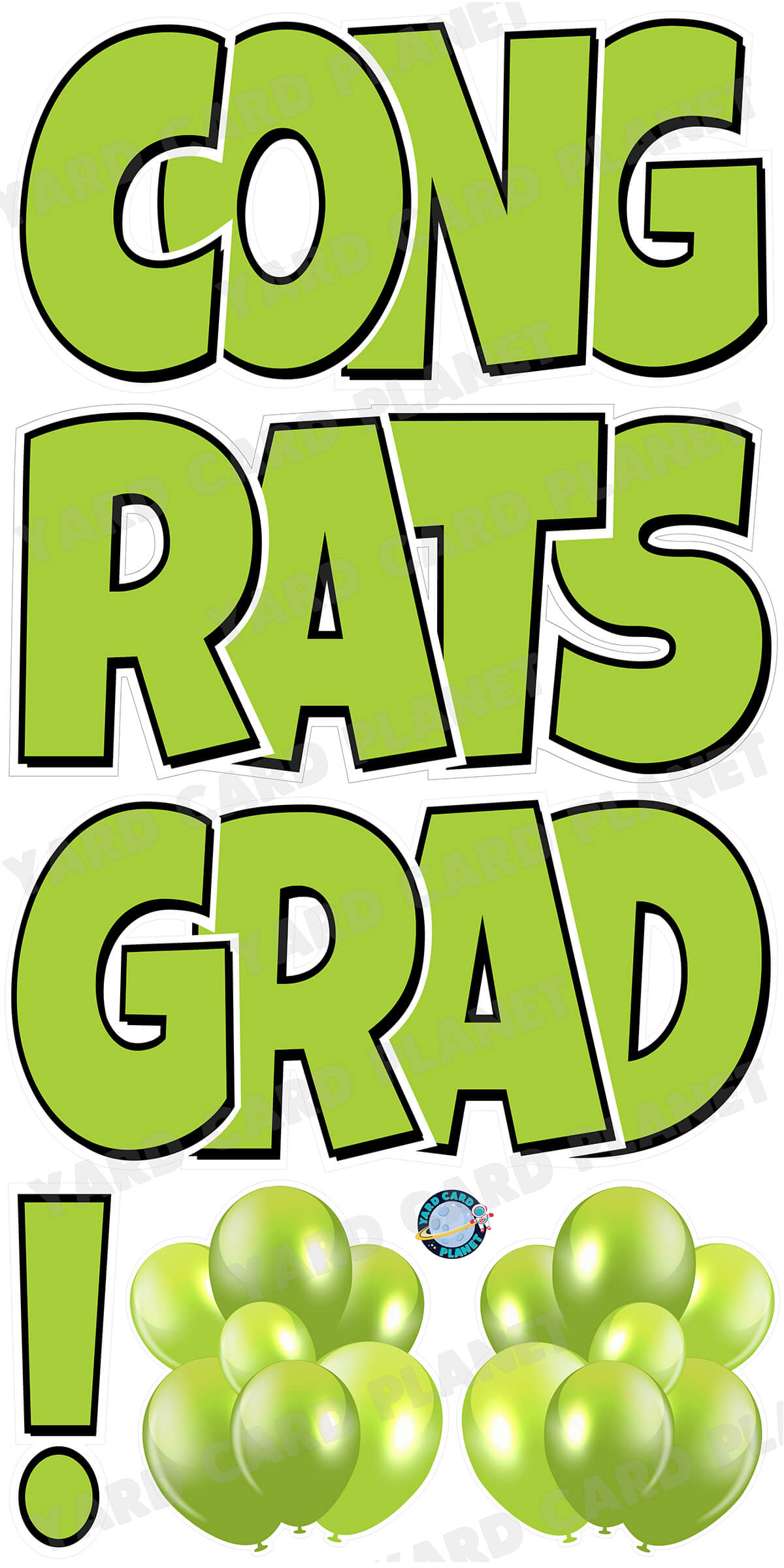 Large 23.5" Congrats Grad! Yard Card EZ Quick Sets in Luckiest Guy Font in Solid Colors - (Available in Multiple Colors)