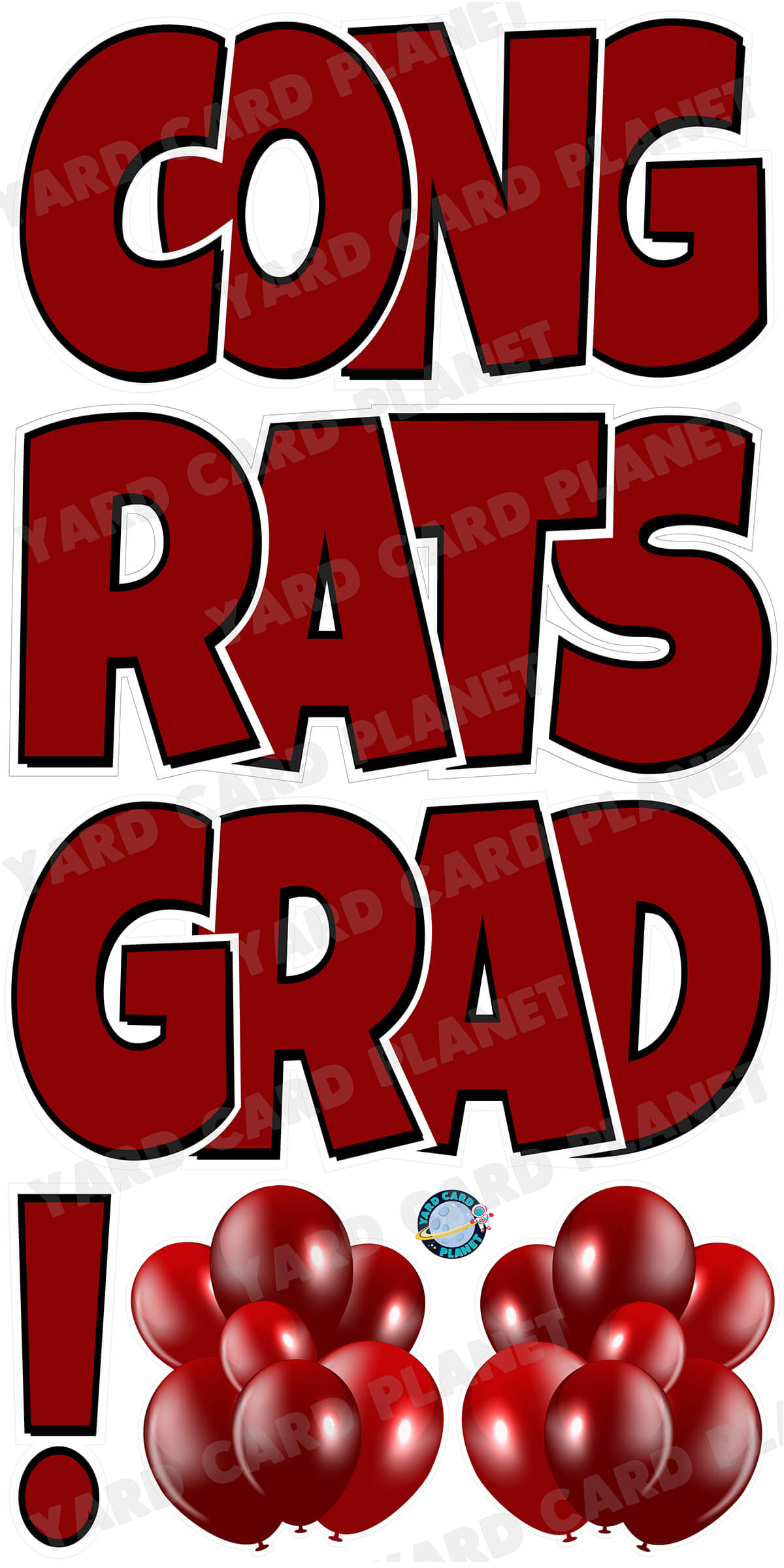 Large 23.5" Congrats Grad! Yard Card EZ Quick Sets in Luckiest Guy Font in Solid Colors - (Available in Multiple Colors)