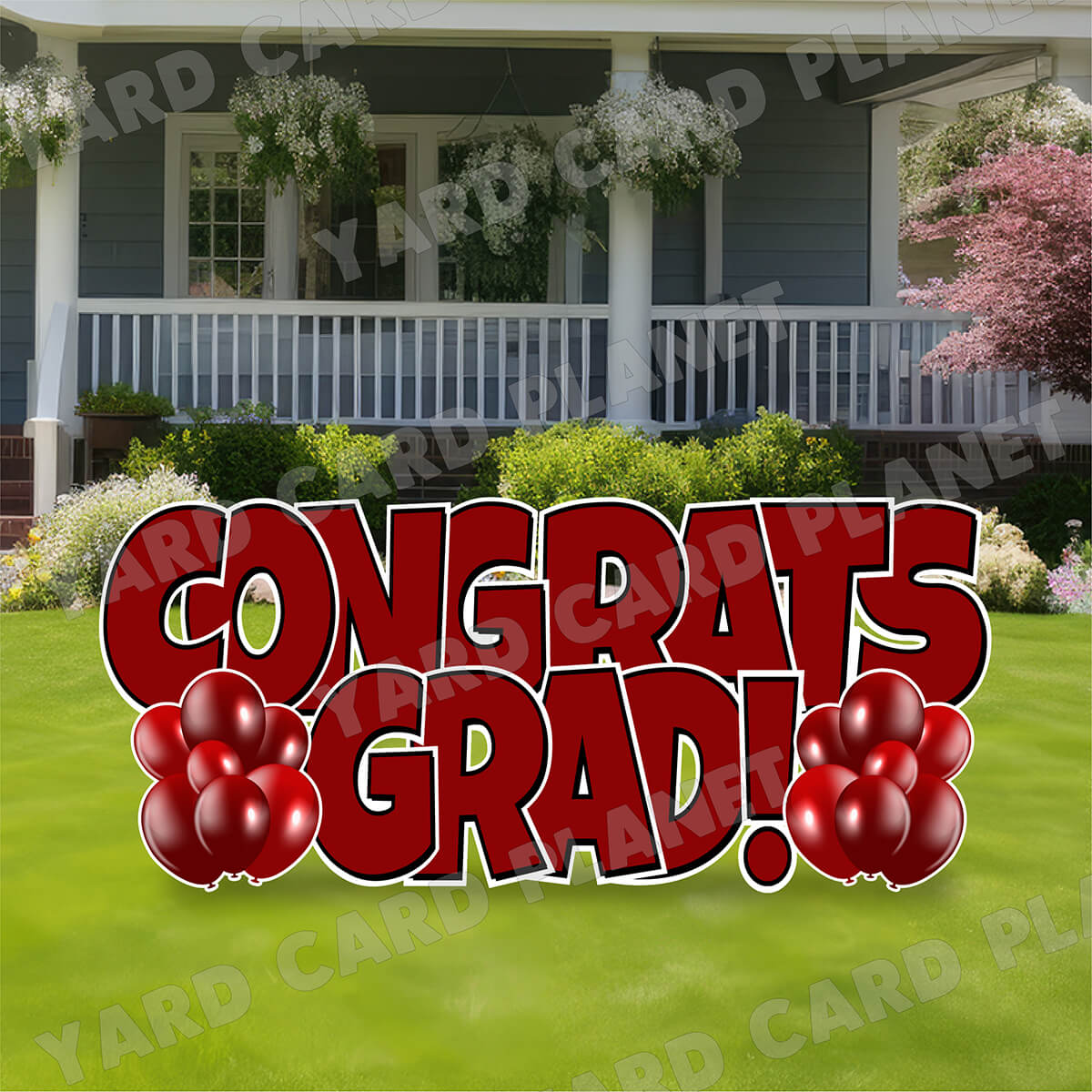 Large 23.5" Congrats Grad! Yard Card EZ Quick Sets in Luckiest Guy Font in Solid Colors - (Available in Multiple Colors)