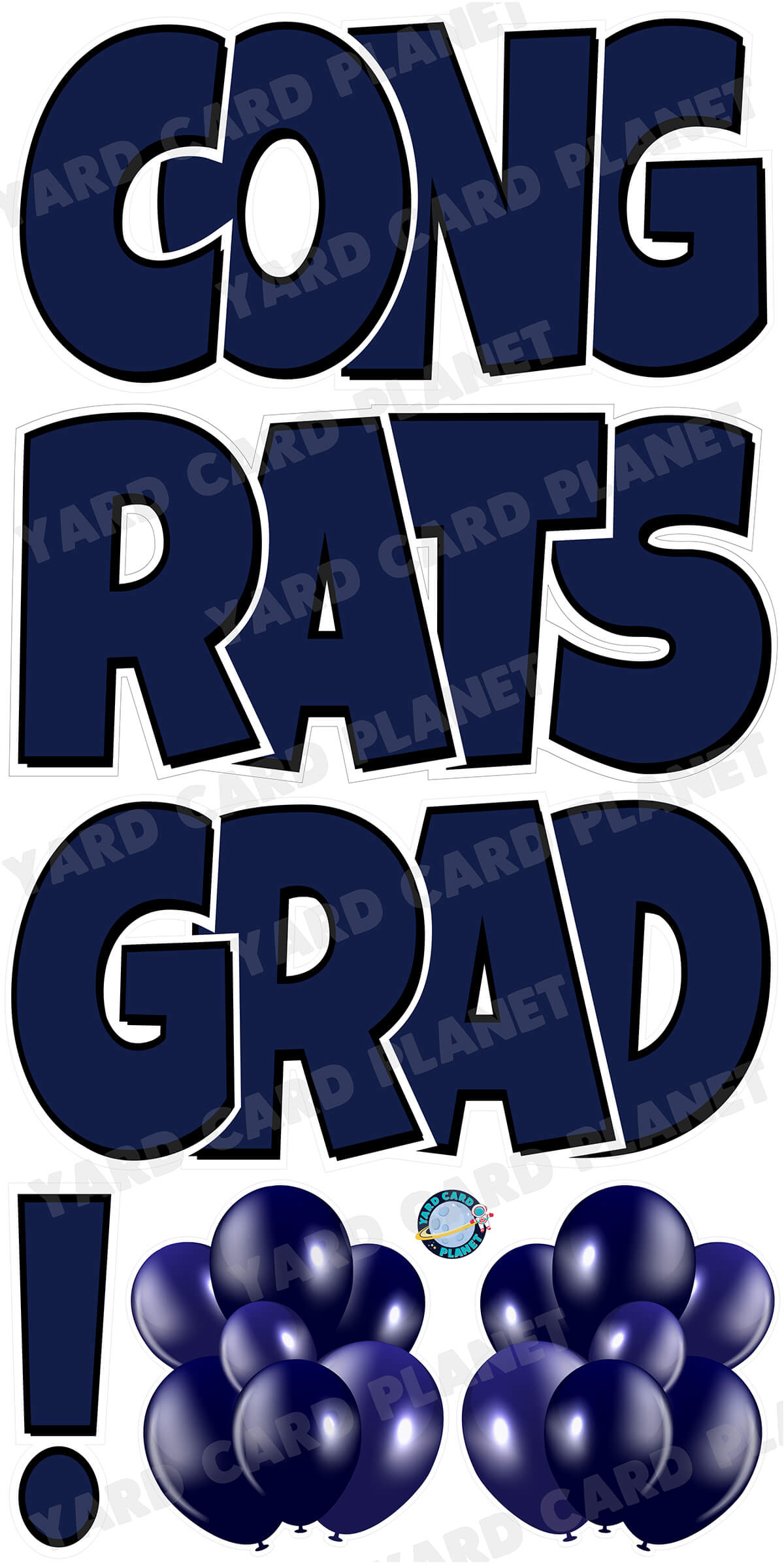 Large 23.5" Congrats Grad! Yard Card EZ Quick Sets in Luckiest Guy Font in Solid Colors - (Available in Multiple Colors)