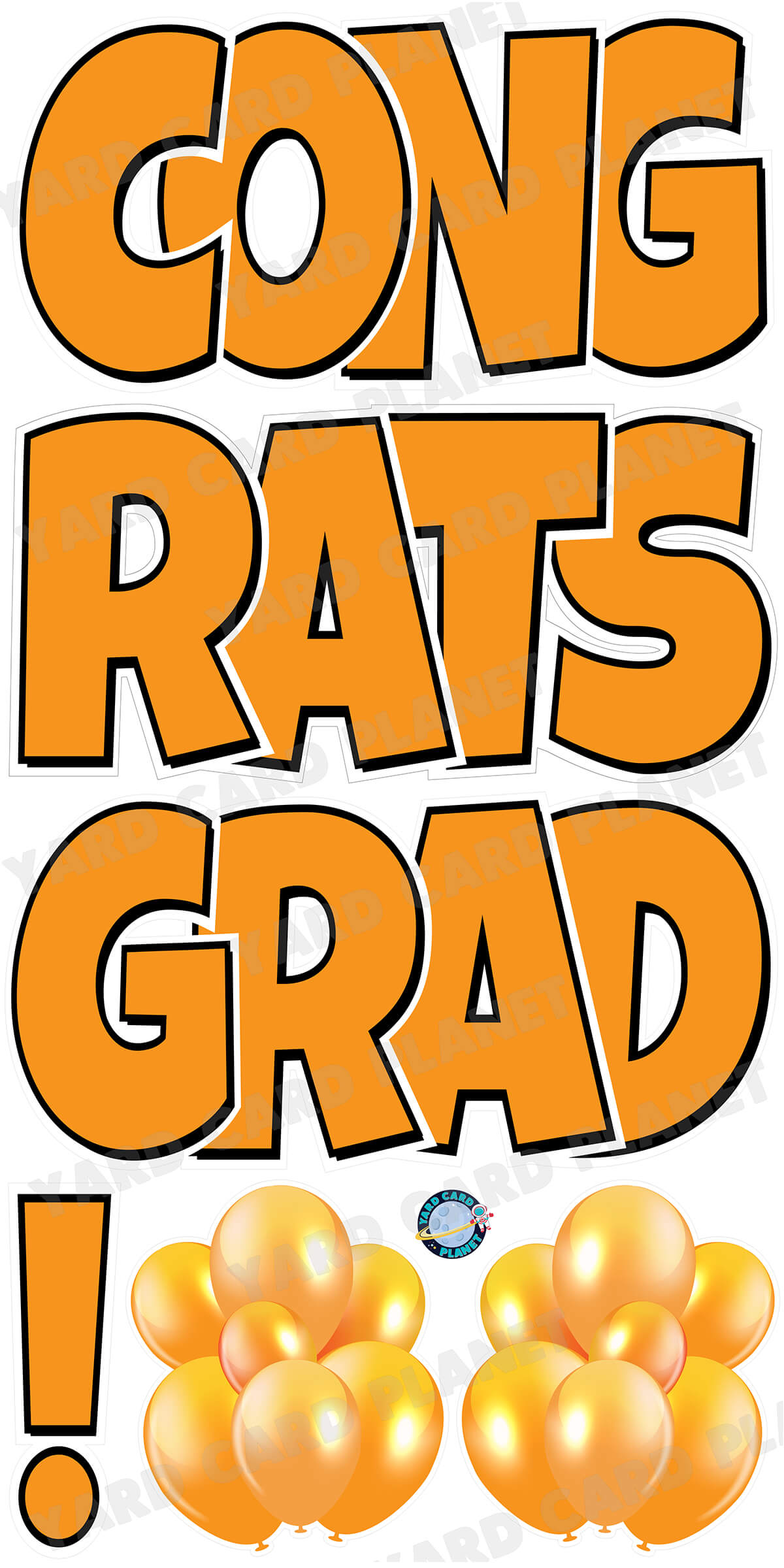 Large 23.5" Congrats Grad! Yard Card EZ Quick Sets in Luckiest Guy Font in Solid Colors - (Available in Multiple Colors)