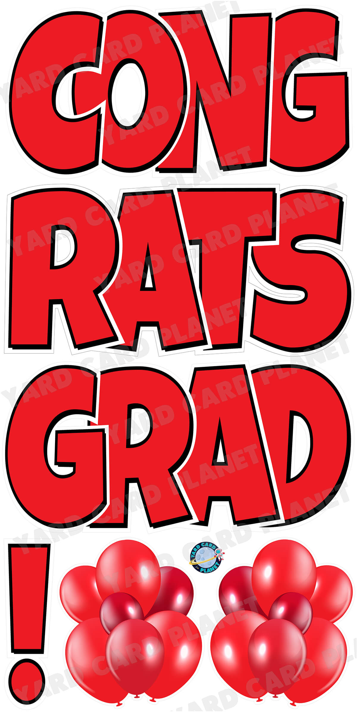 Large 23.5" Congrats Grad! Yard Card EZ Quick Sets in Luckiest Guy Font in Solid Colors - (Available in Multiple Colors)