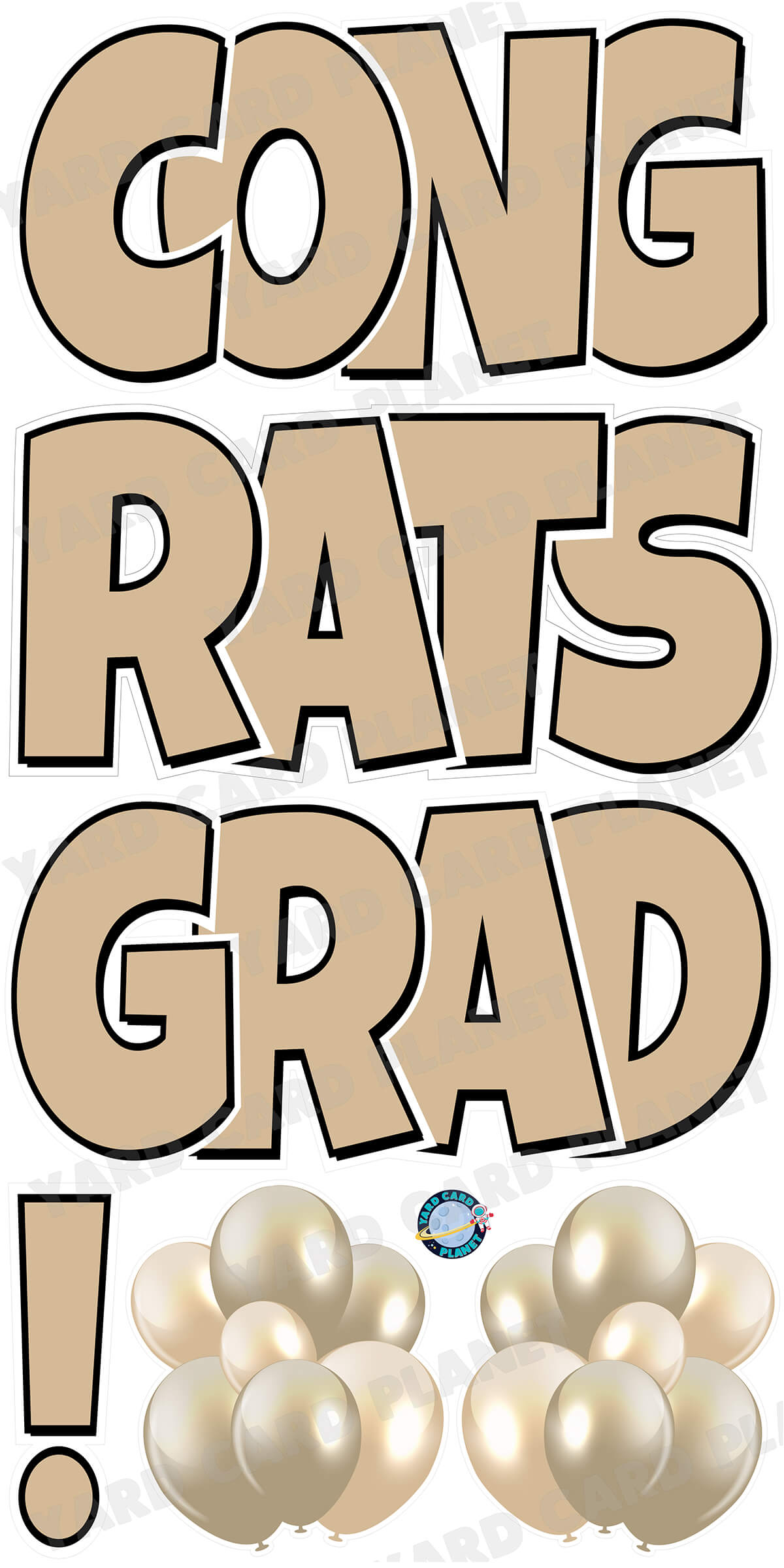 Large 23.5" Congrats Grad! Yard Card EZ Quick Sets in Luckiest Guy Font in Solid Colors - (Available in Multiple Colors)