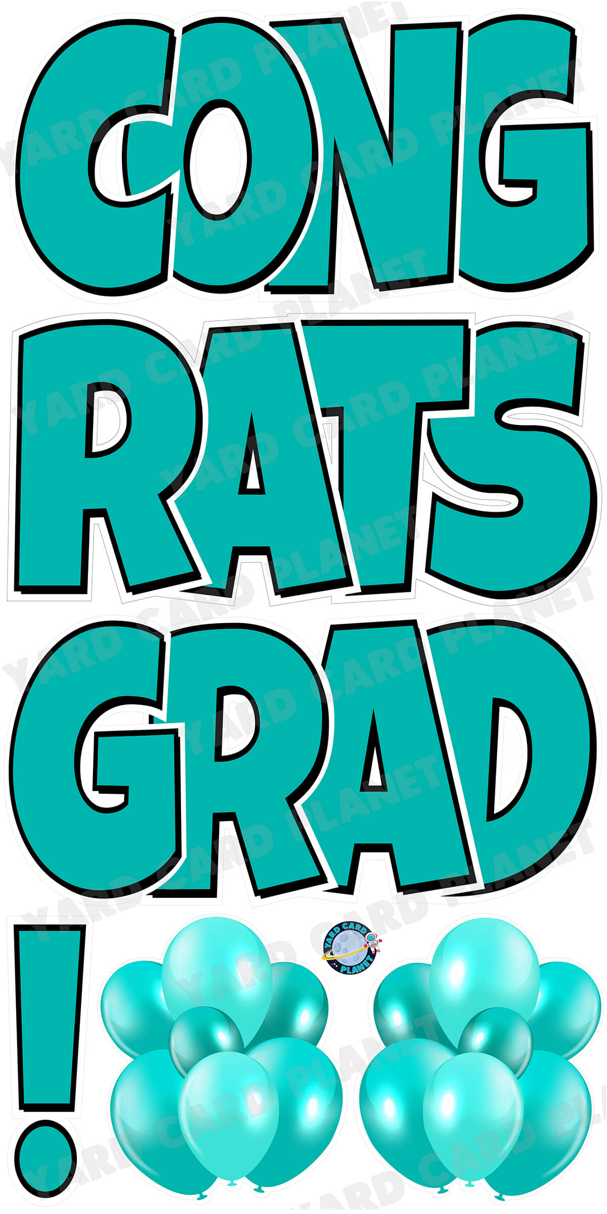 Large 23.5" Congrats Grad! Yard Card EZ Quick Sets in Luckiest Guy Font in Solid Colors - (Available in Multiple Colors)