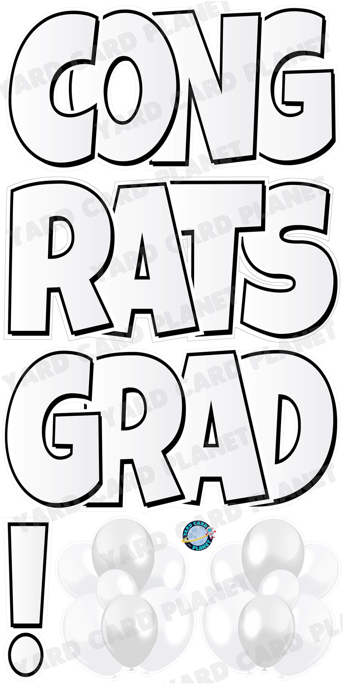 Large 23.5" Congrats Grad! Yard Card EZ Quick Sets in Luckiest Guy Font in Solid Colors - (Available in Multiple Colors)