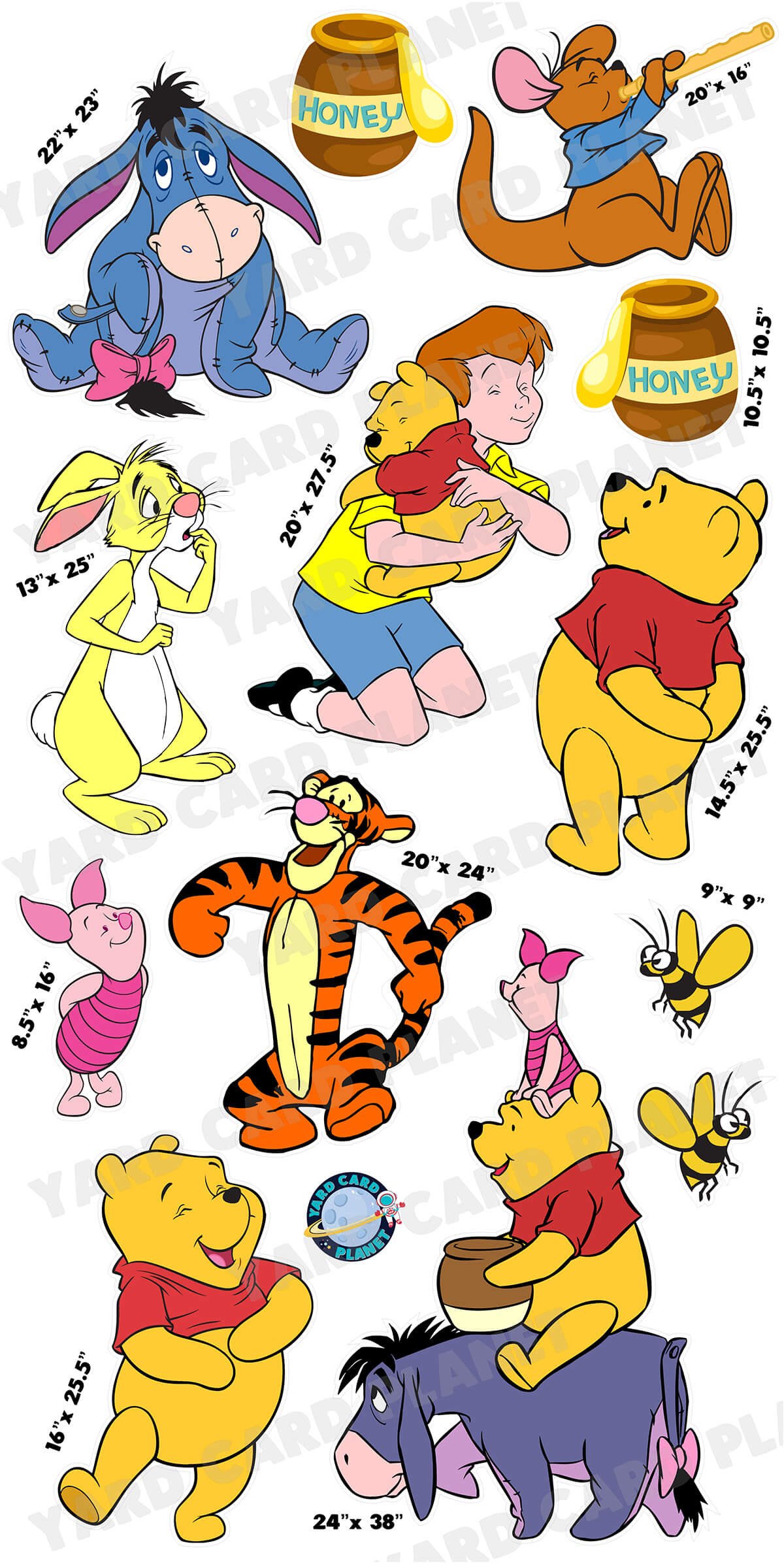 Winnie The Pooh Inspired Yard Card Flair Set